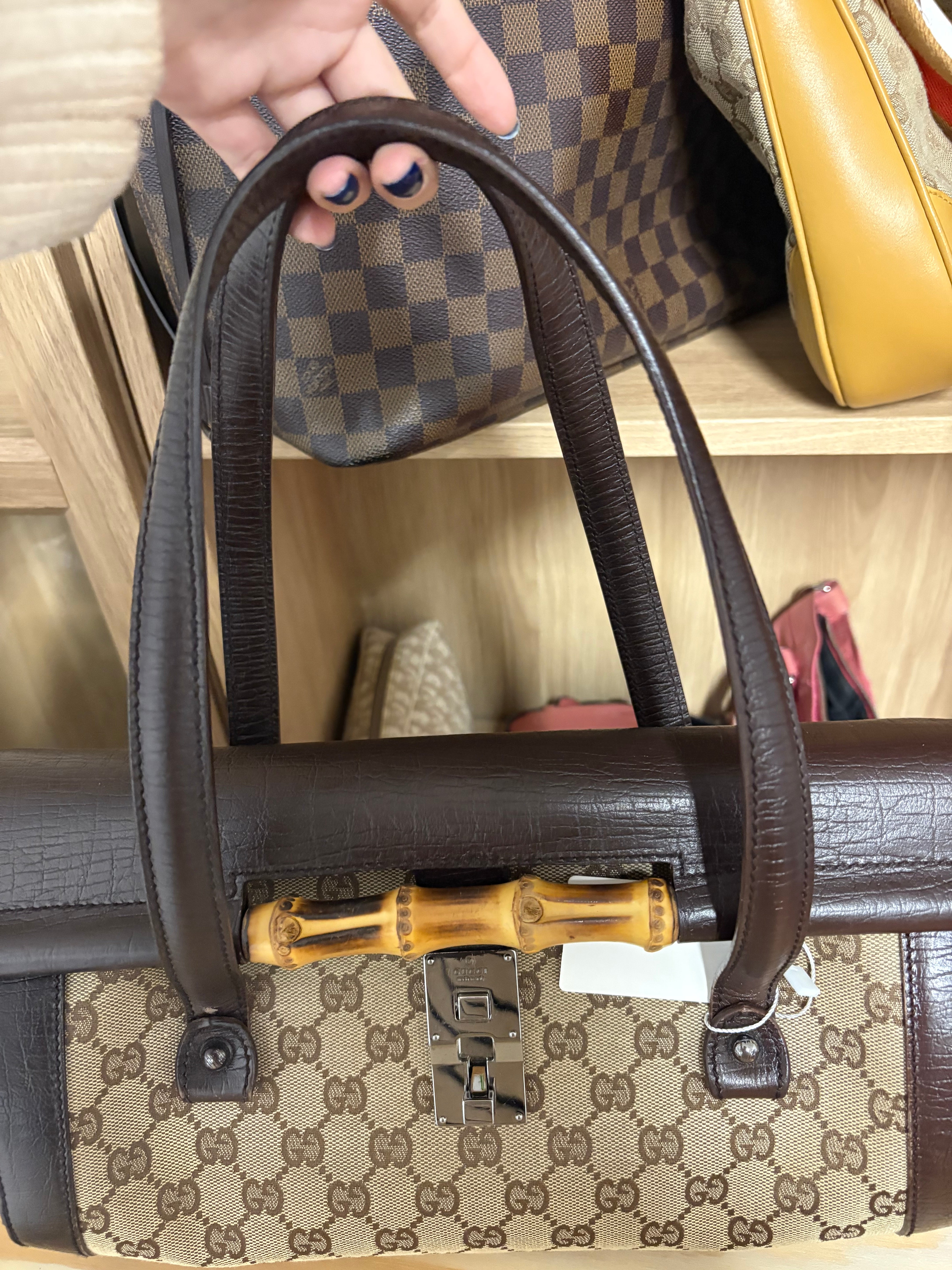 Gucci GG Canvas Bamboo Handbag