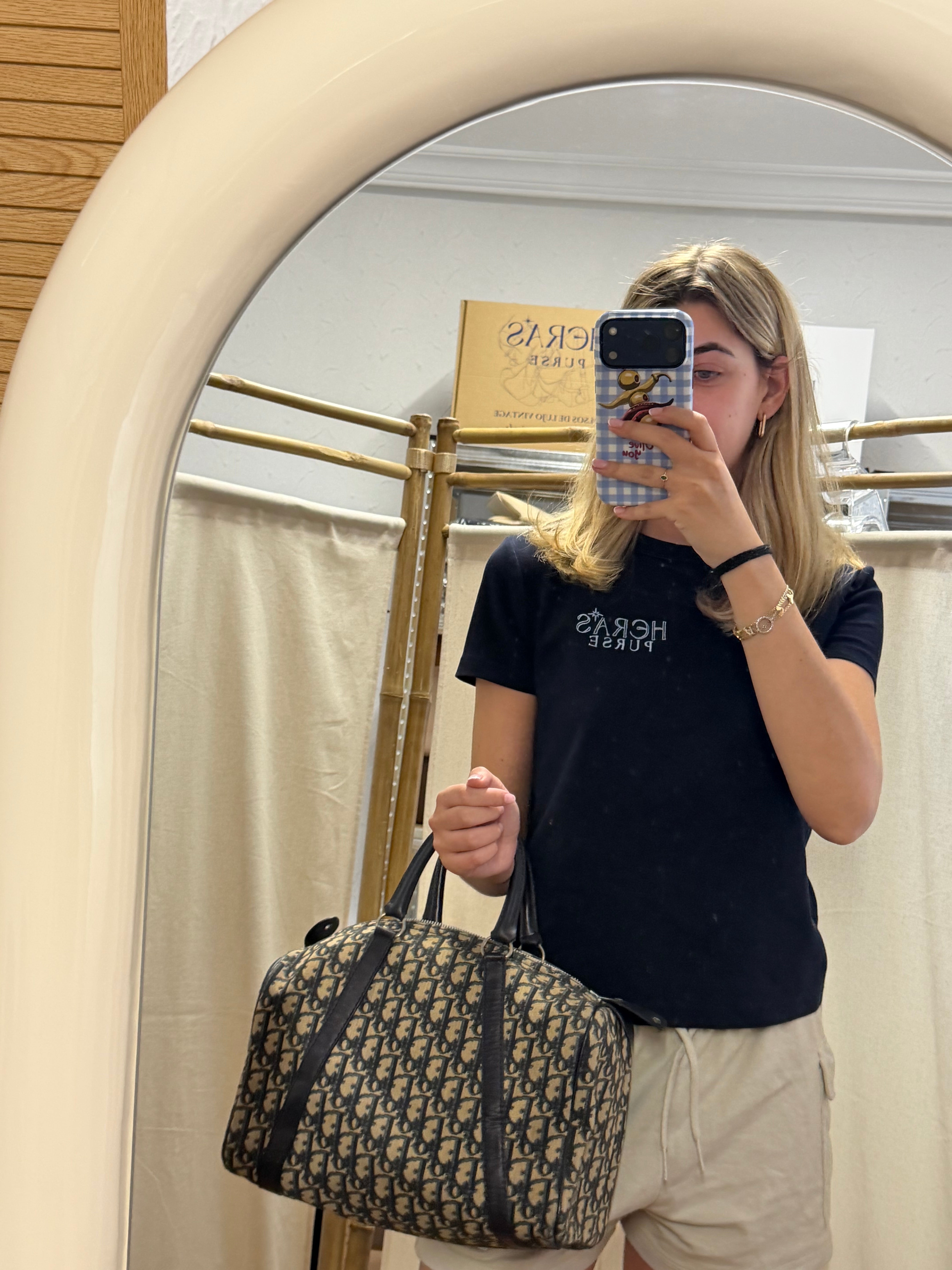 Dior Trotter Boston Lona y Piel Azul Marino