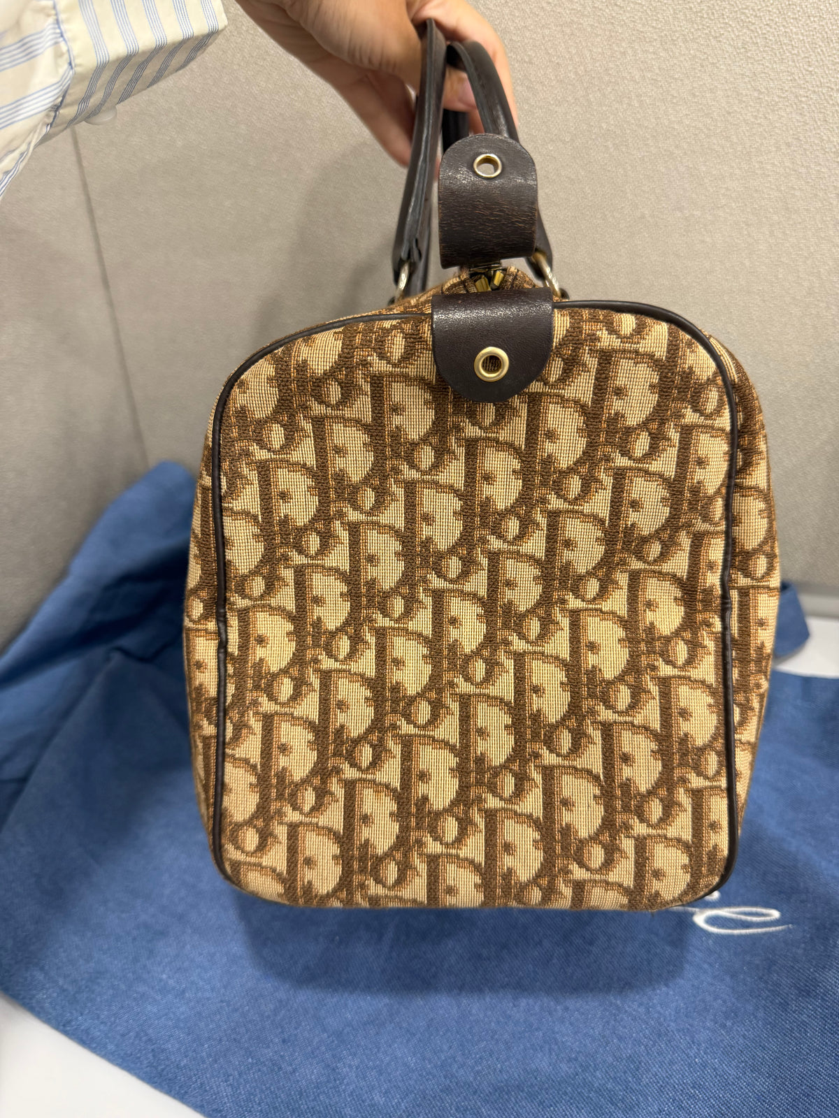 Christian Dior Trotteur Boston Lona Trotter Marrón x Piel