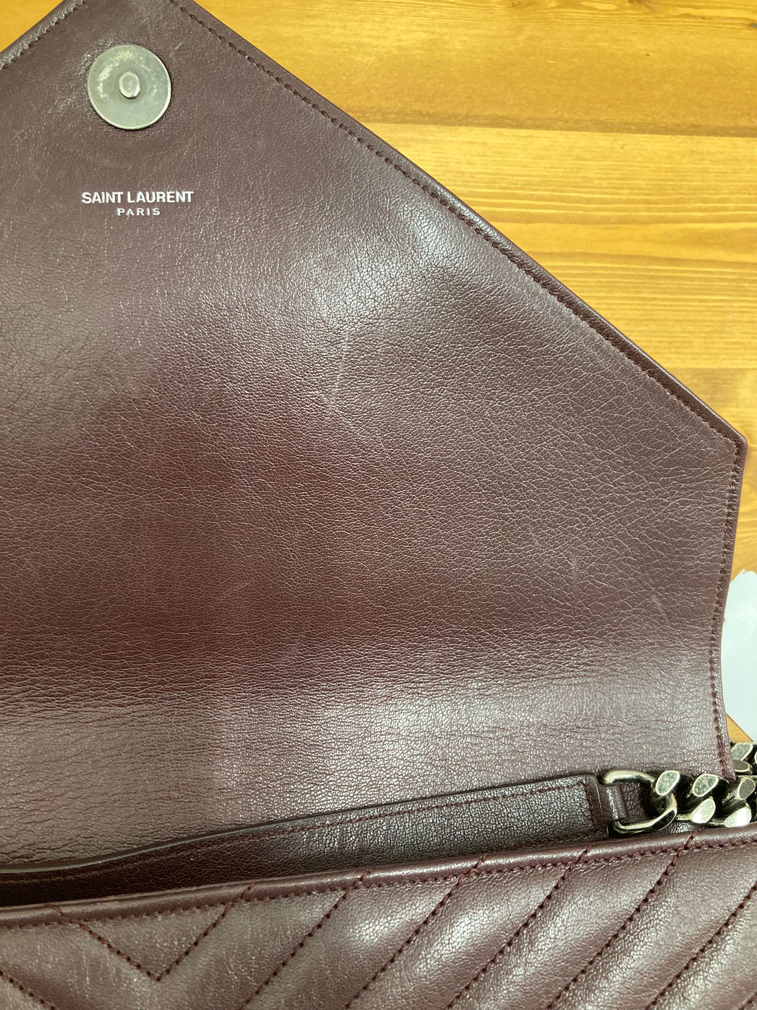 Saint Laurent College Large 2WAY Bag Bordeaux Chevron Leather