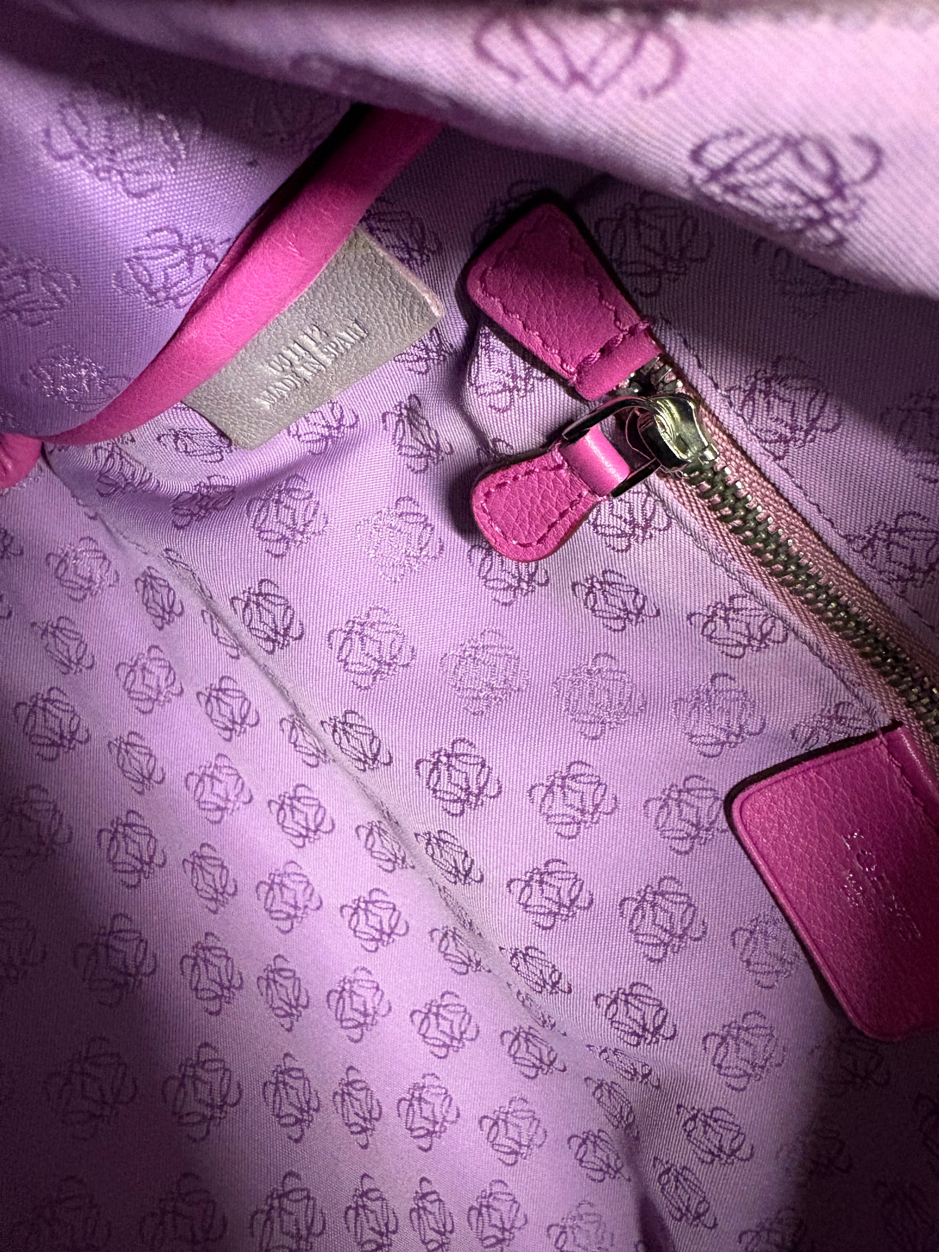 Loewe Bolso Vintage Fucsia Piel con Detalles Exóticos