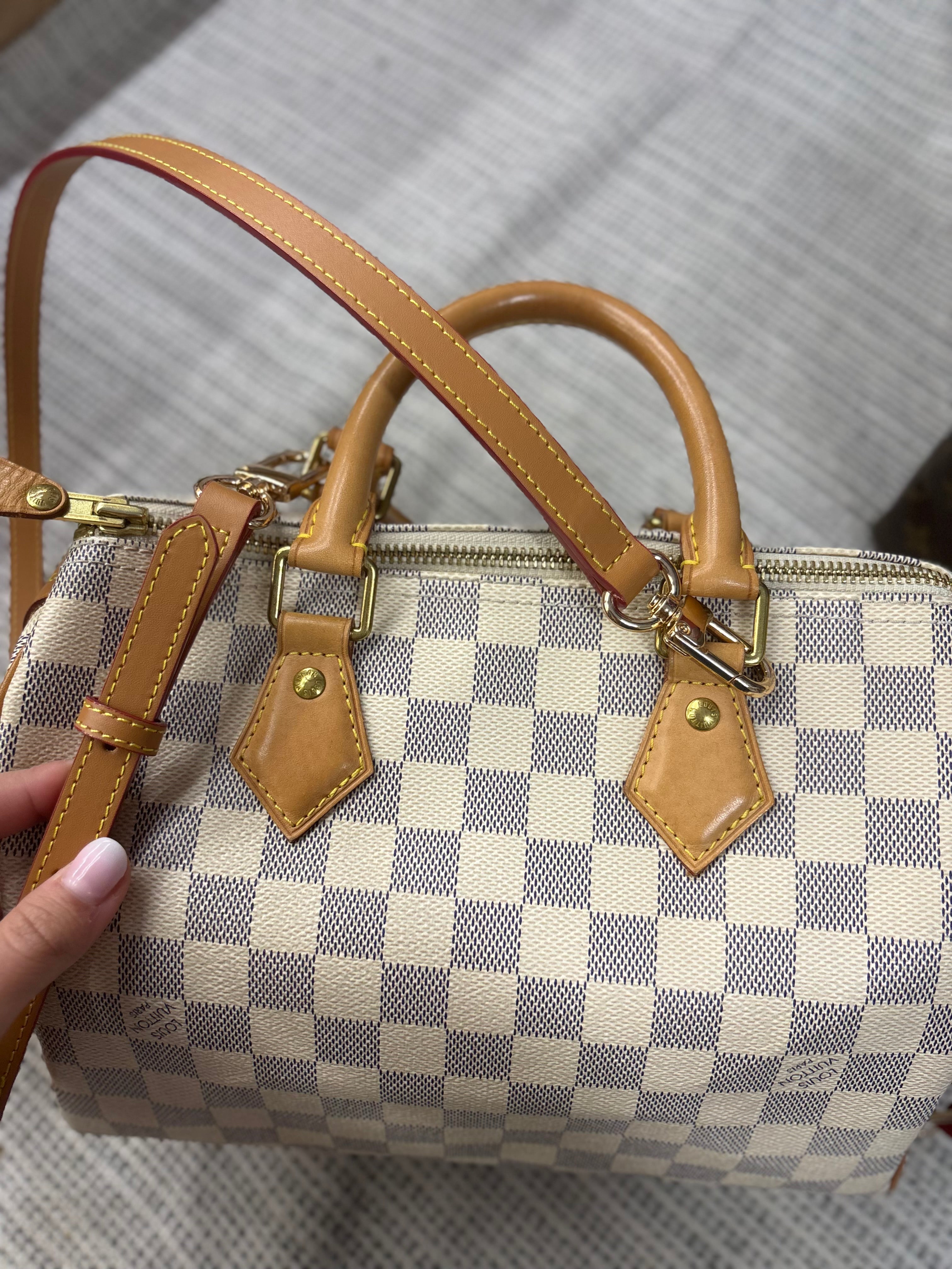 Louis Vuitton Speedy 25 Damier Azur con bandolera extra