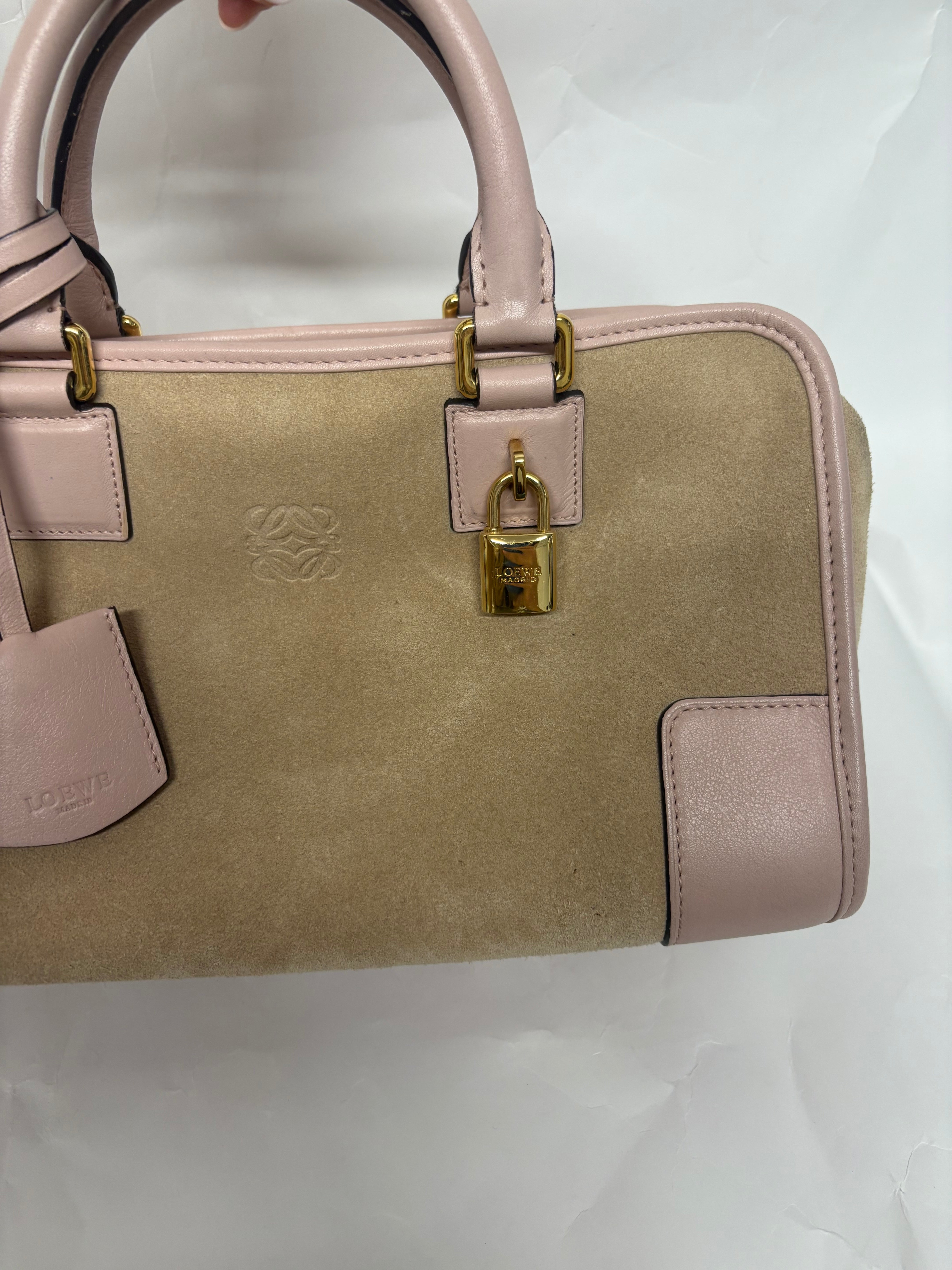Loewe amazona 30 ante beige y rosa claro