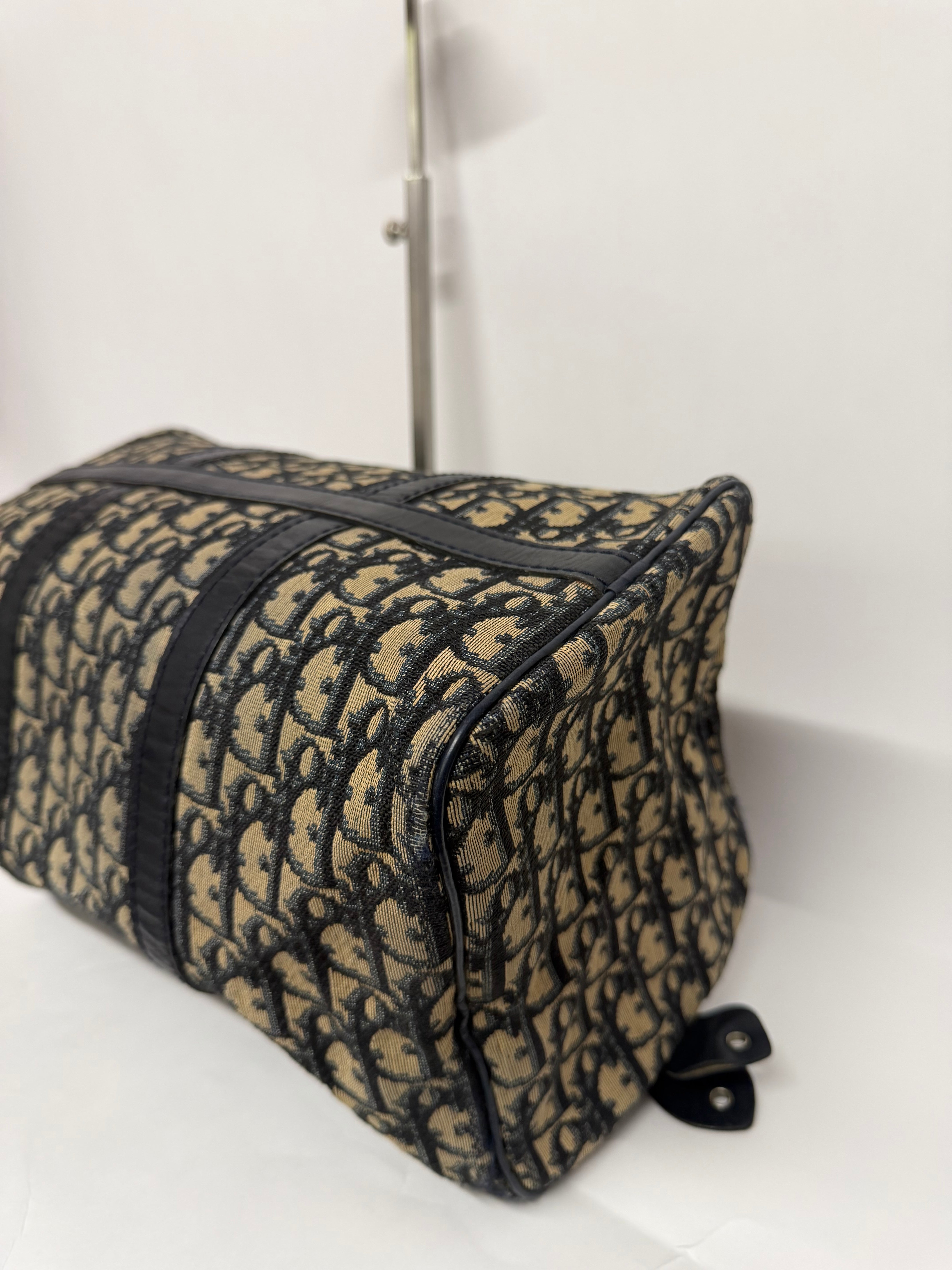 Dior Trotter Boston Bag Canvas x Leather Azul Marino