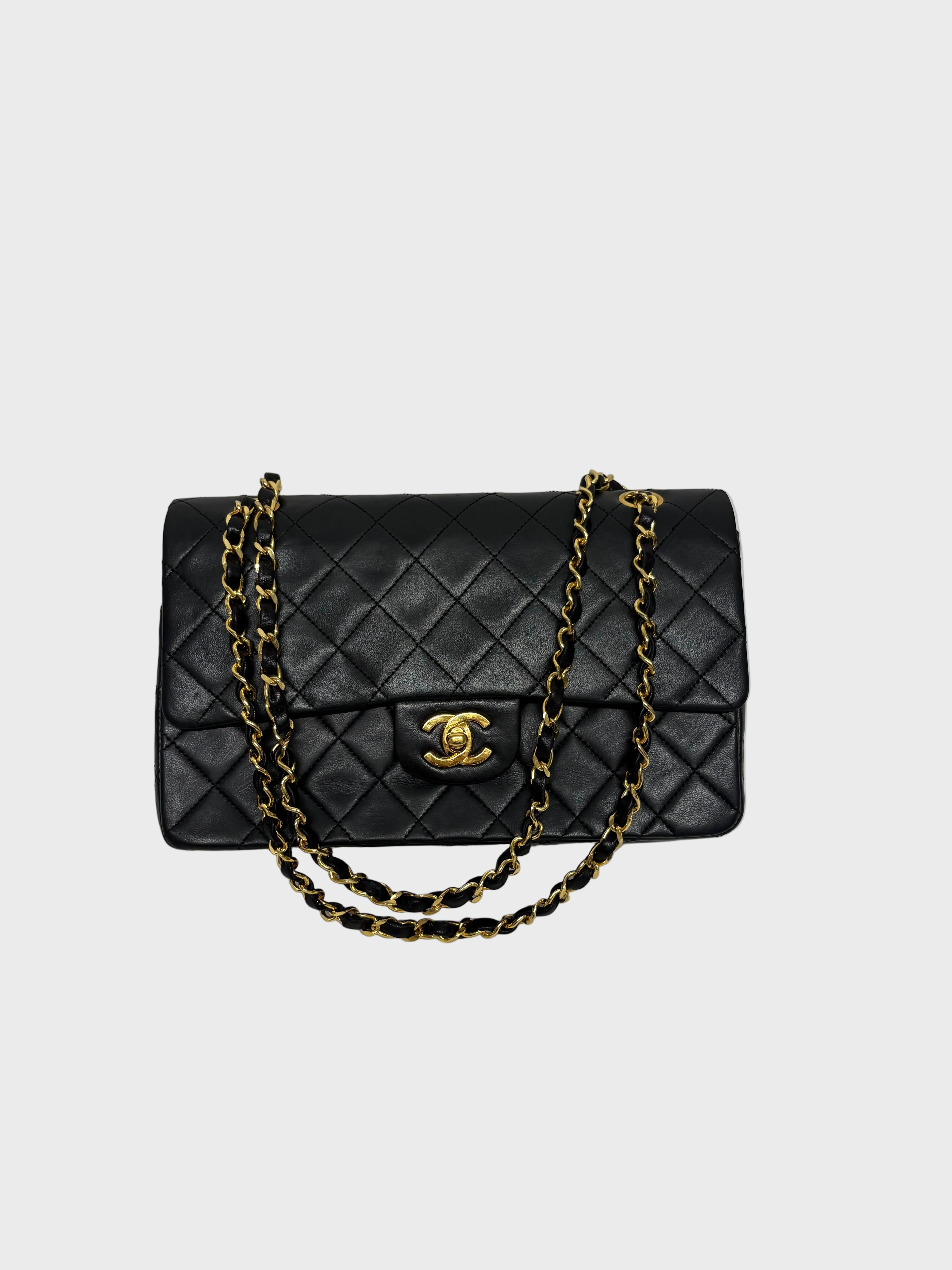 Chanel Timeless Double Flap 25 Lambskin negro serie 0