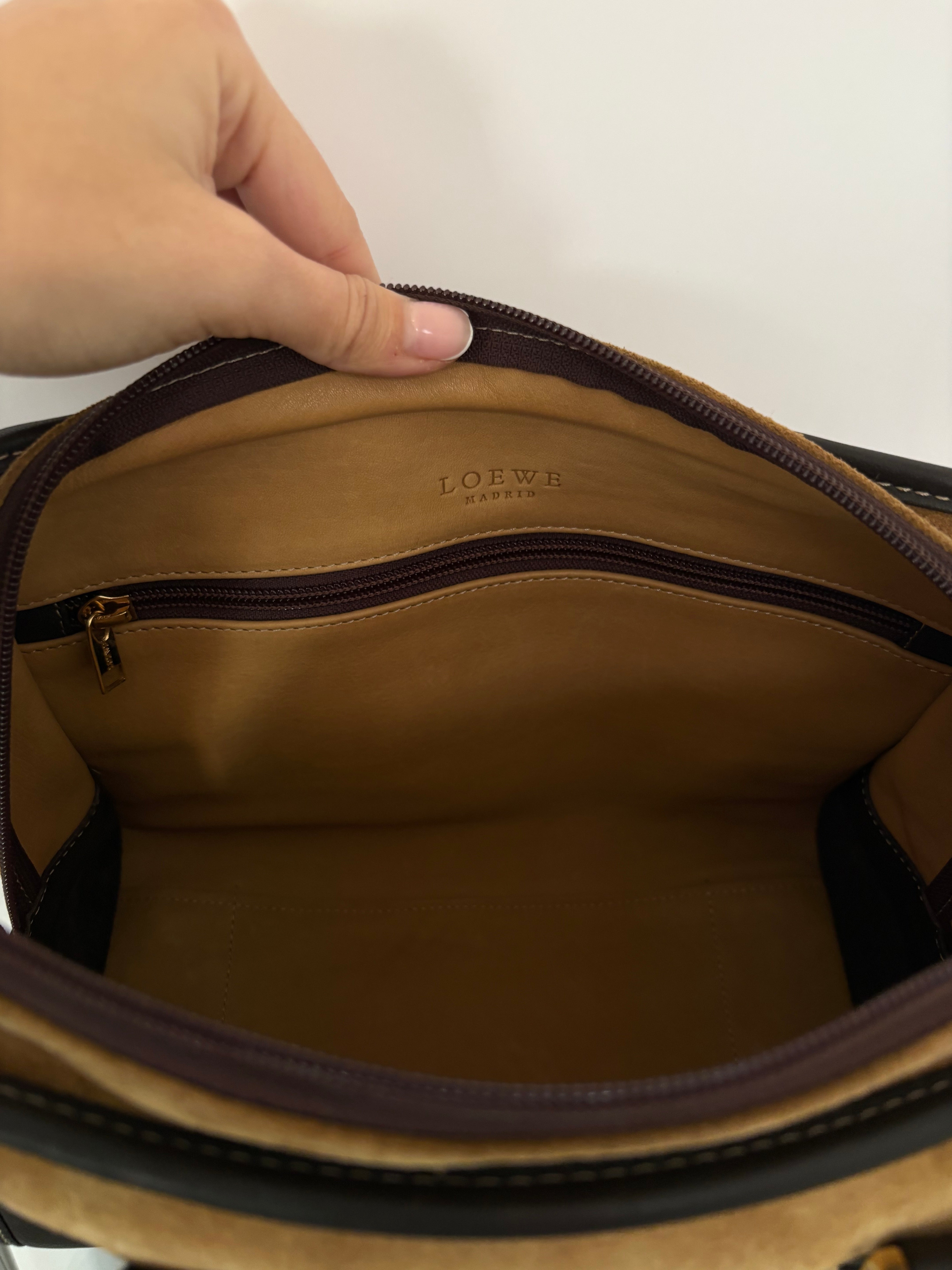 Loewe amazona 28 camel y marrón oscuro vintage