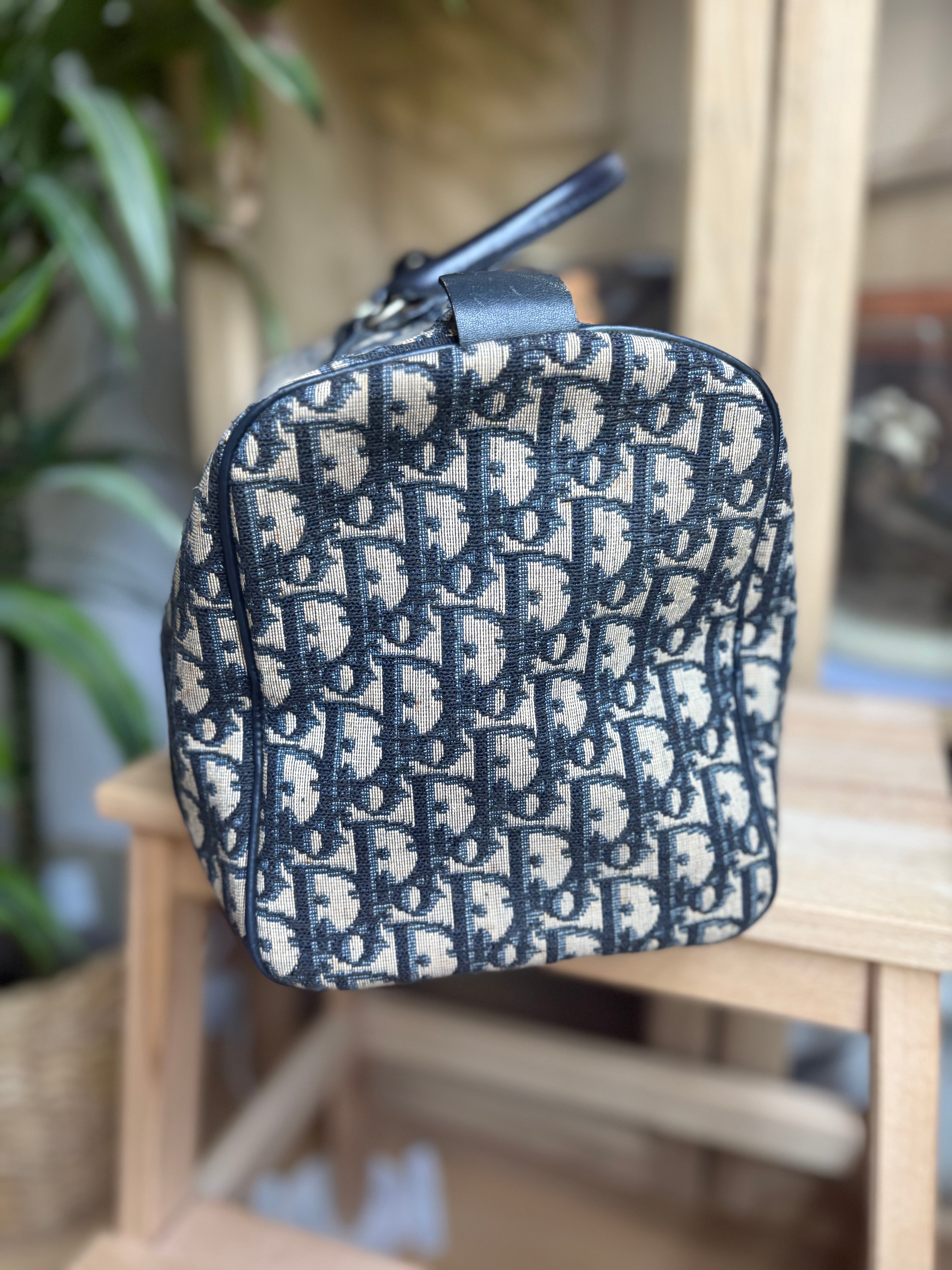 Bolso Dior Trotter Boston monograma Oblique azul marino – Talla 30