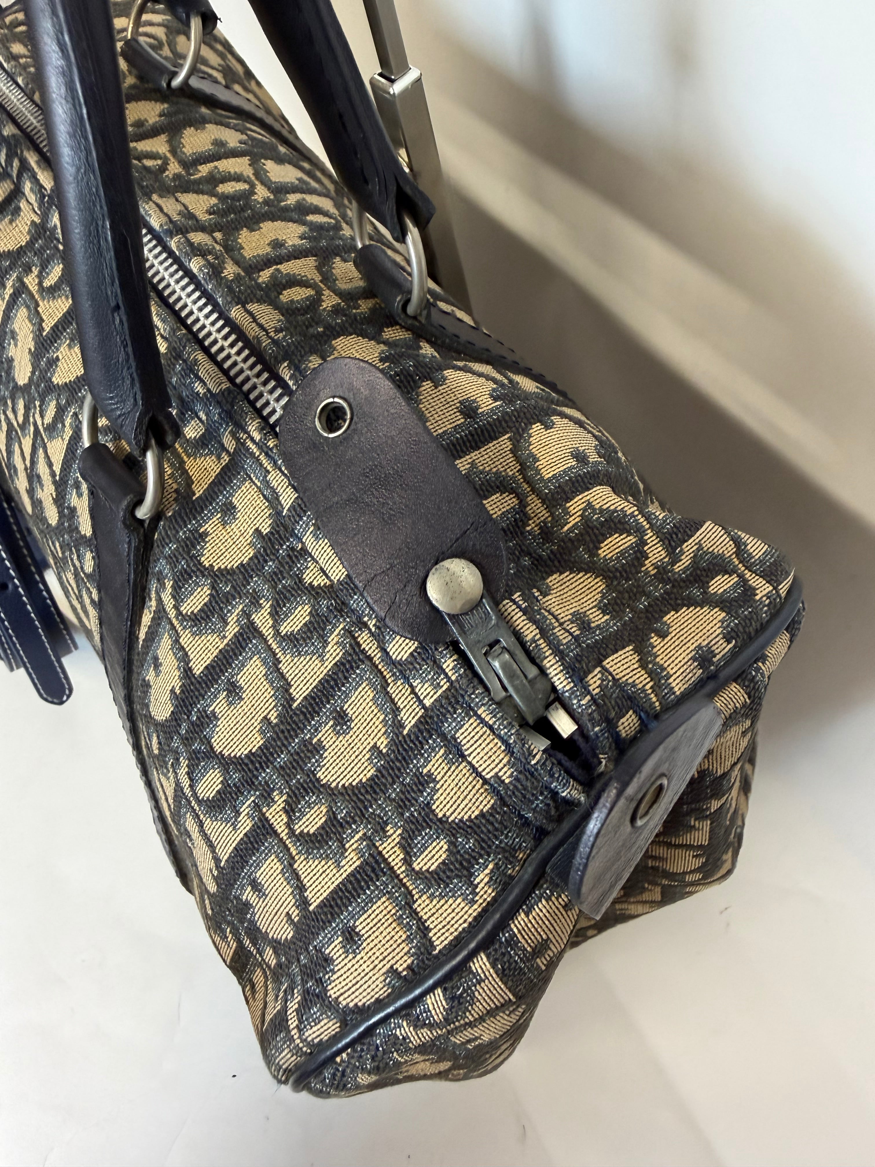Dior Trotter Boston Lona y Piel Azul Marino