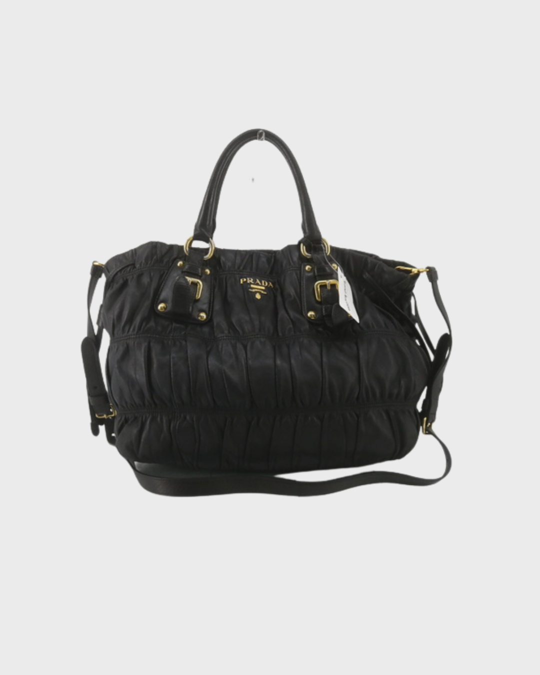 Prada Tote Fruncido Negro con Bandolera