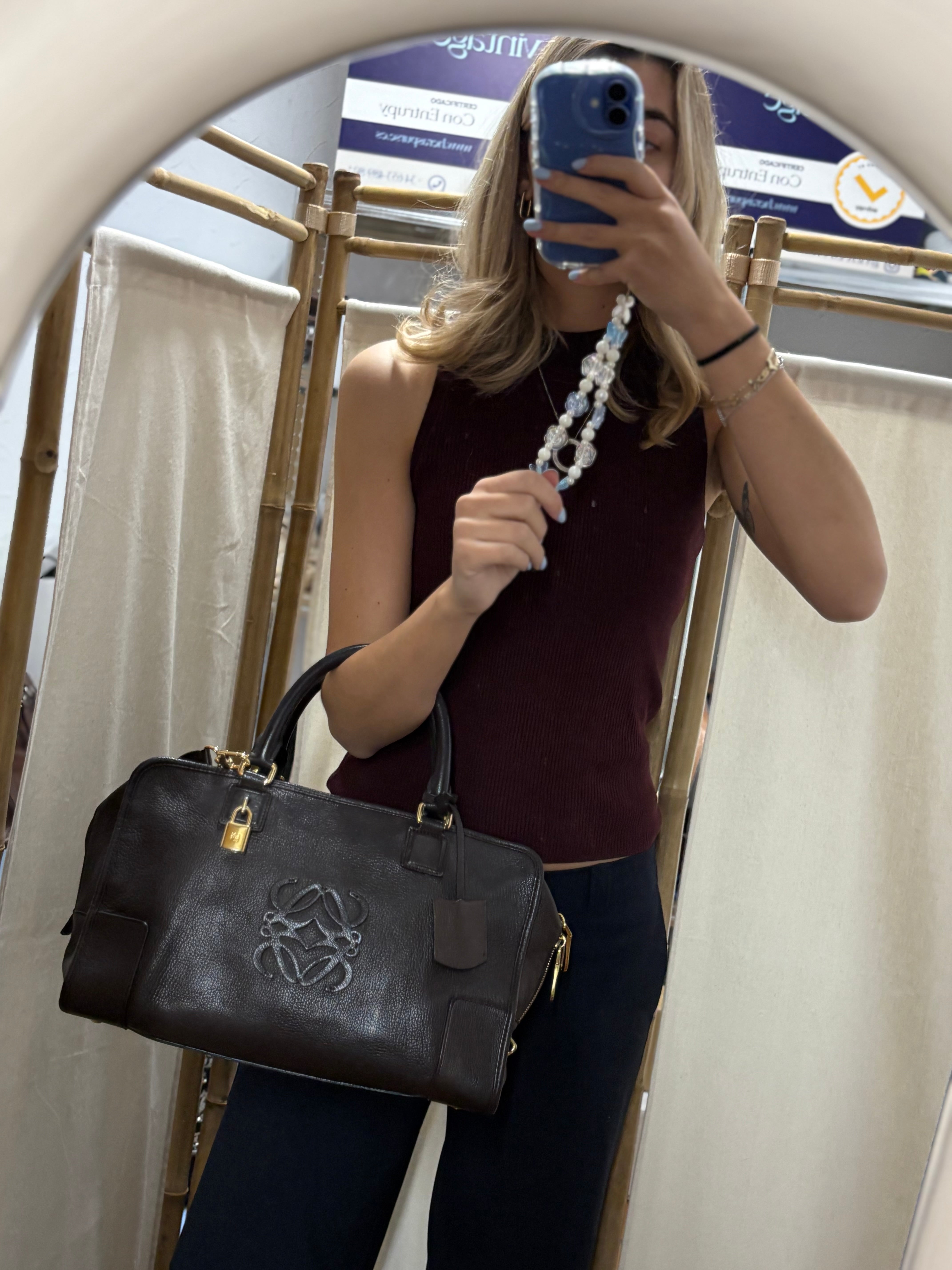 Loewe Amazona 35 Marrón chocolate con bandolera extra