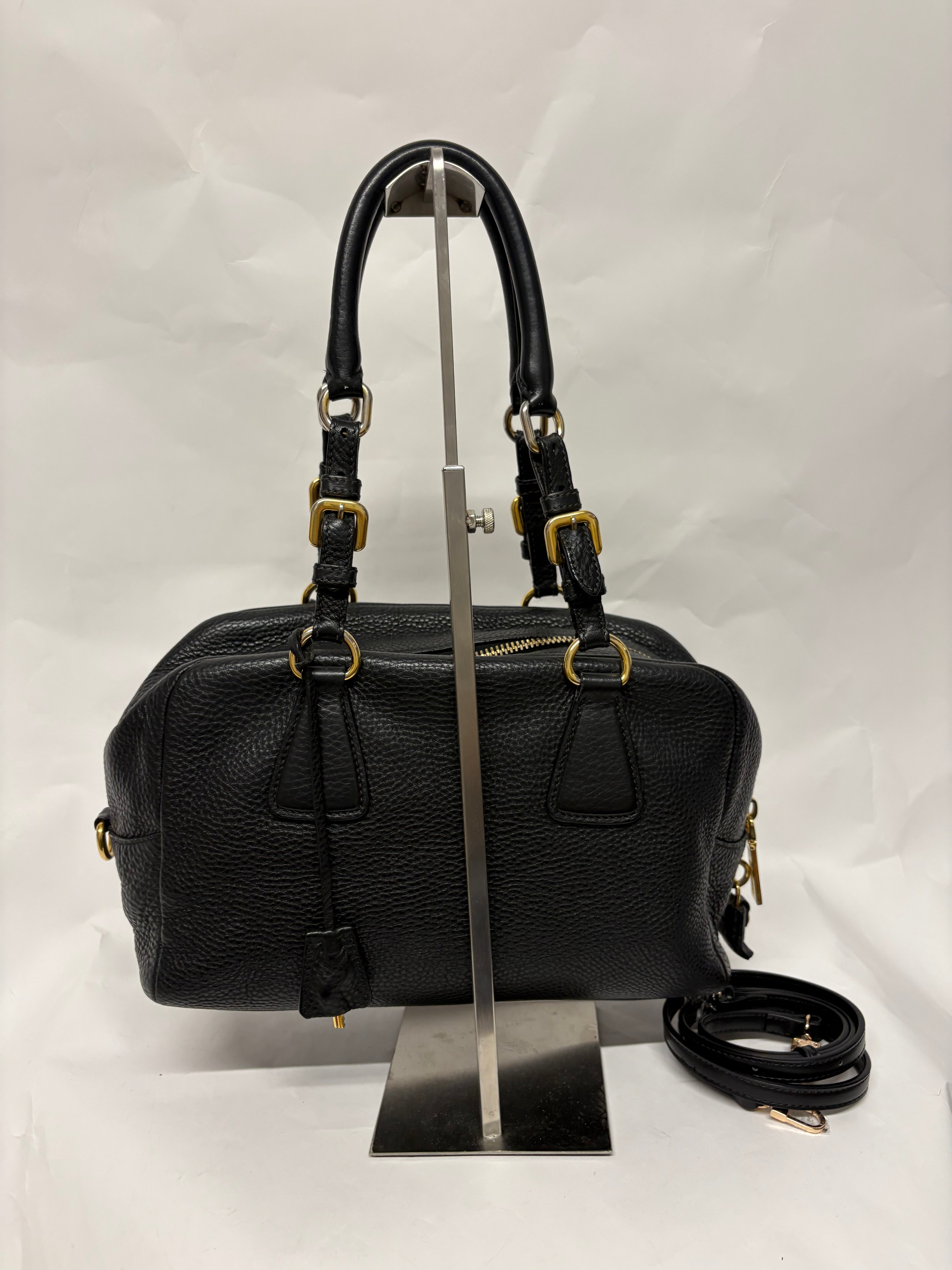 Prada Vitello Daino Negro 2-Way Original – Bandolera