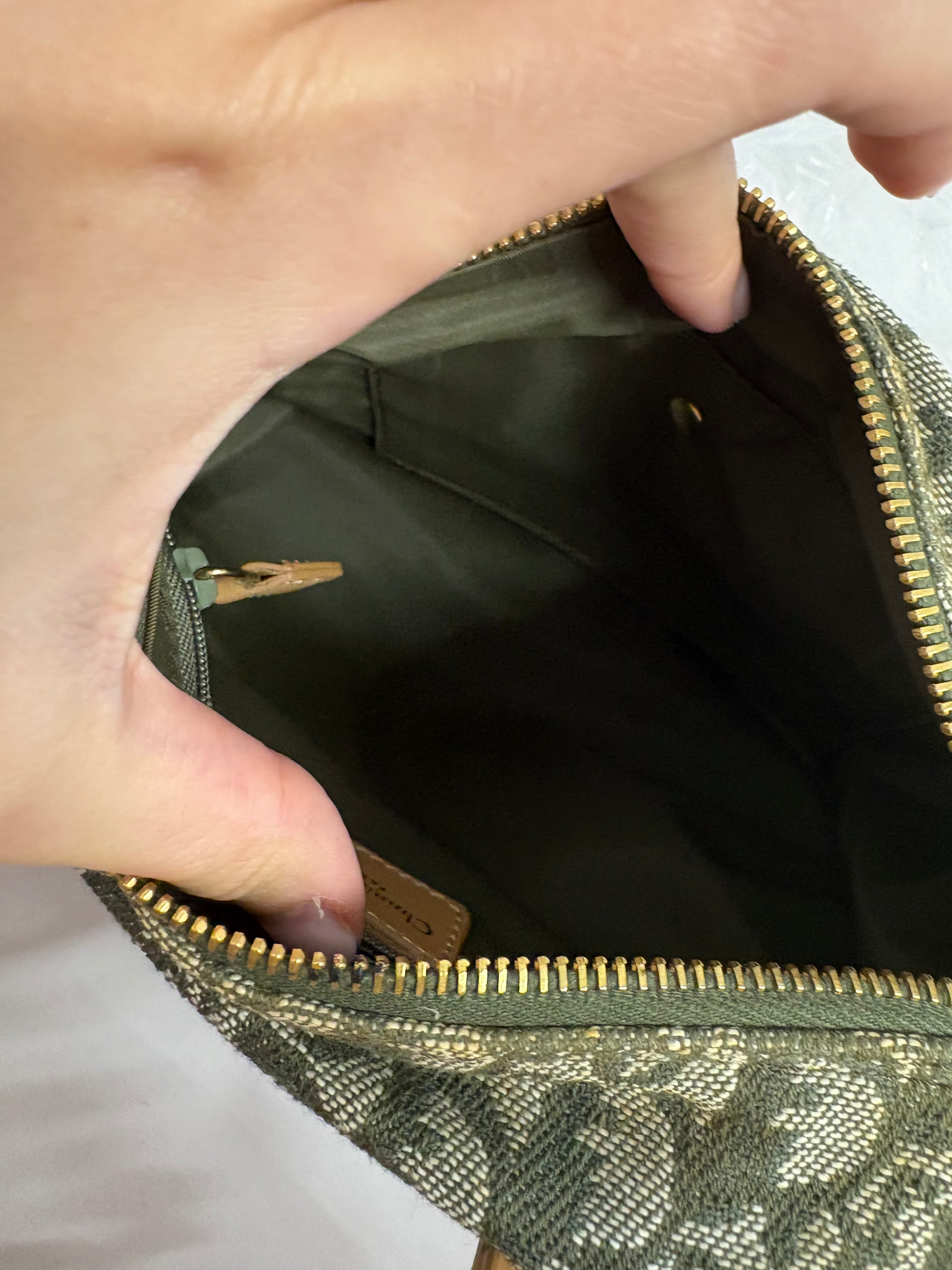 Christian Dior mini Trotter Boston Bag verde y beige con bandolera extra