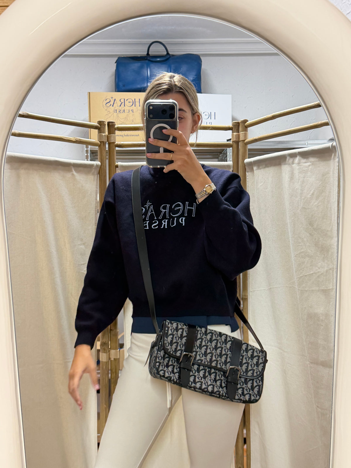 Christian Dior Diorissimo Trotter Bandolera Lona Oblique Negra
