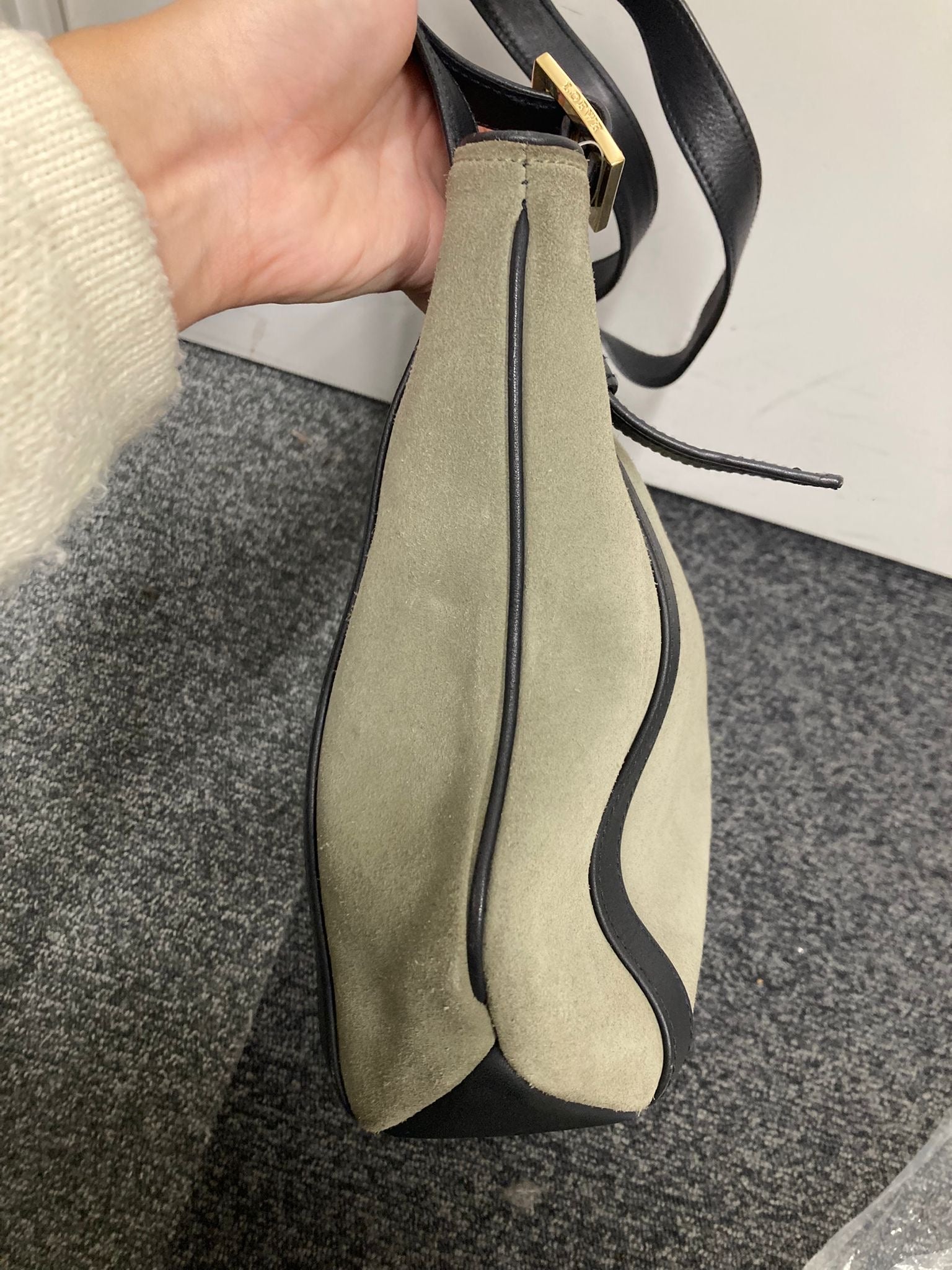 Loewe Tote Bag en ante caqui y piel negra