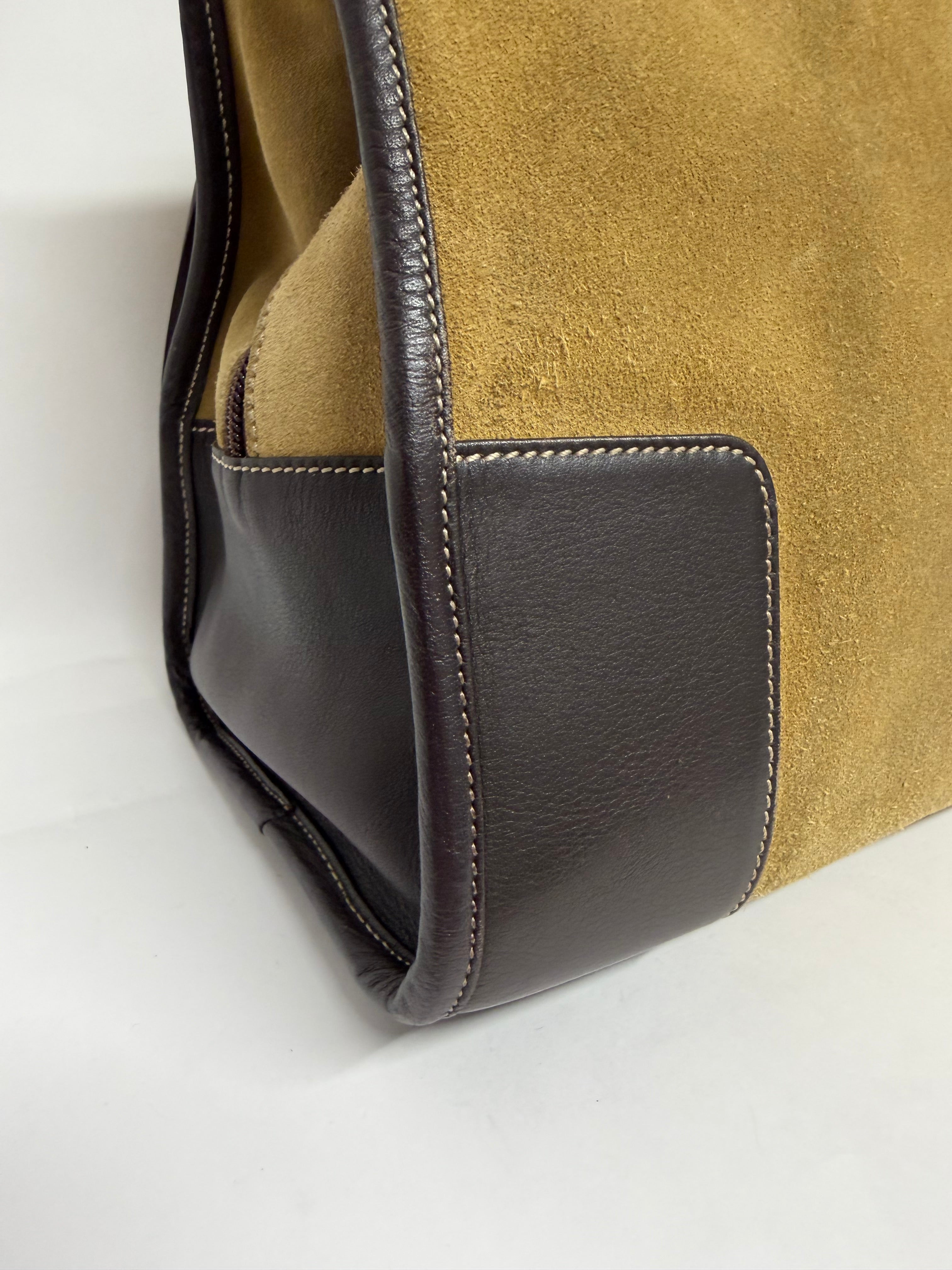 Loewe Amazona 32 Ante Oro y Piel Marrón