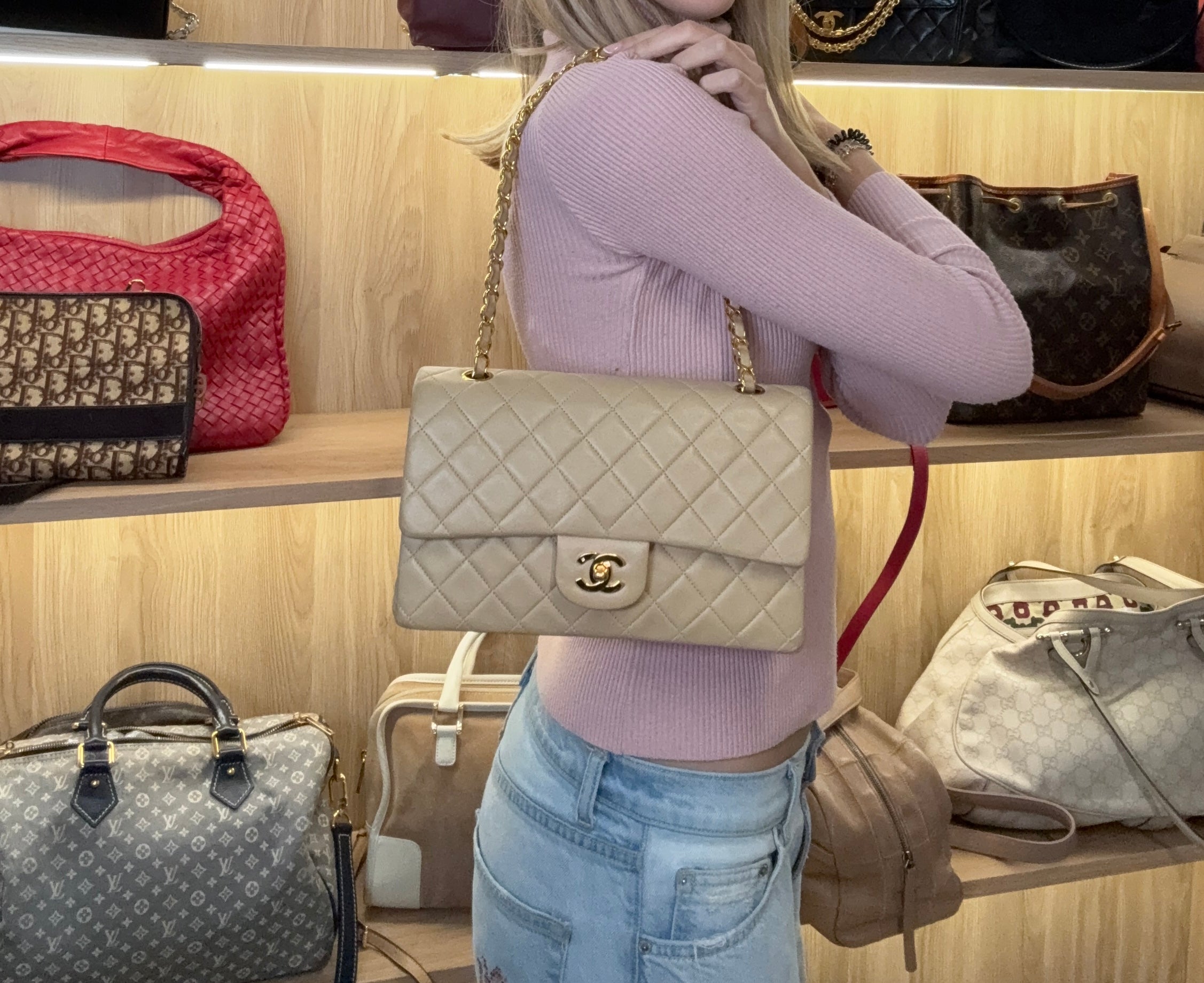 CHANEL Timeless 25 Double Flap Beige Lambskin – Serie 2 (1991-1994)