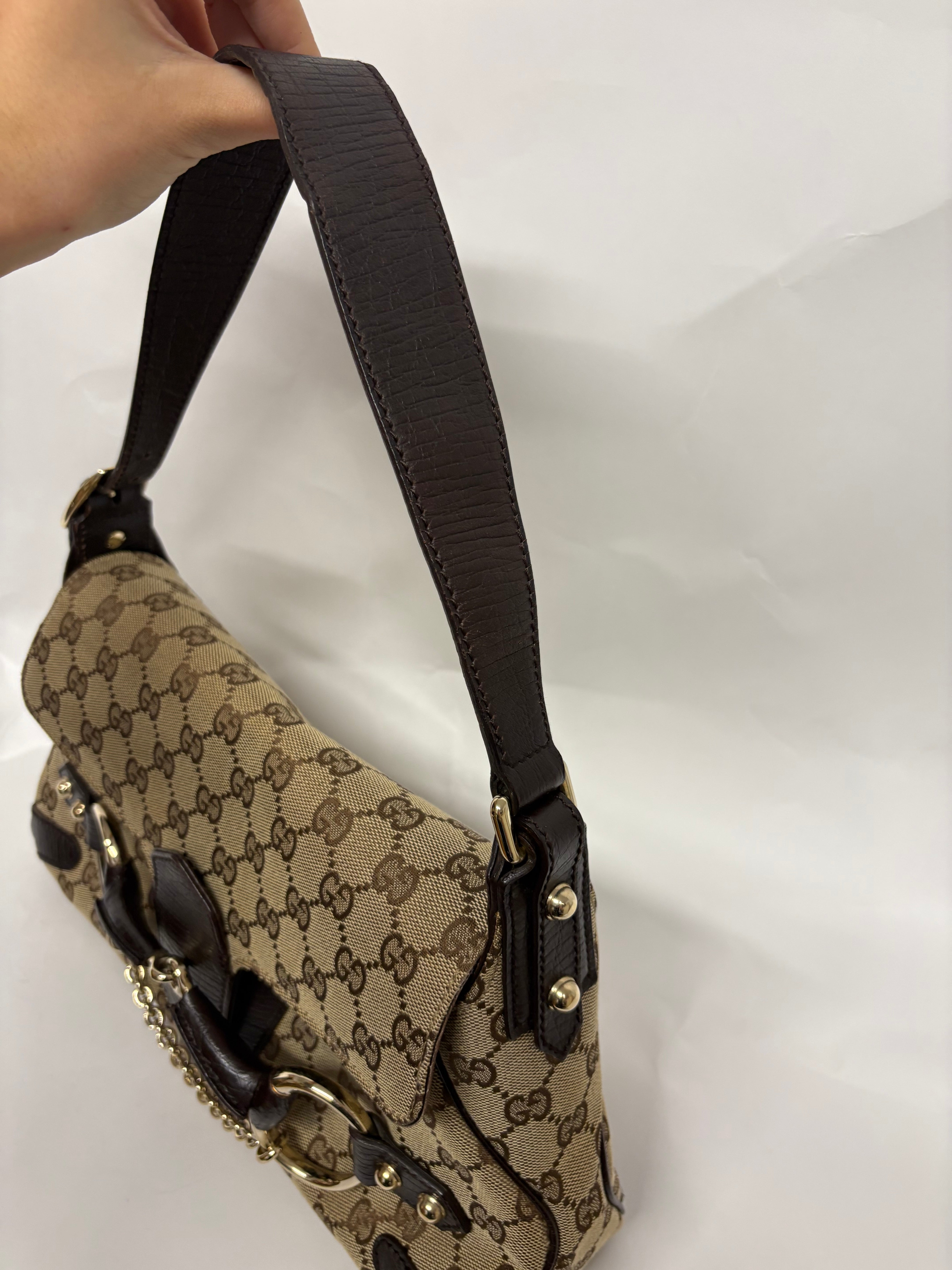 Gucci Horsebit Hobo GG Canvas Beige/Marrón – Iconic Chain & Bit