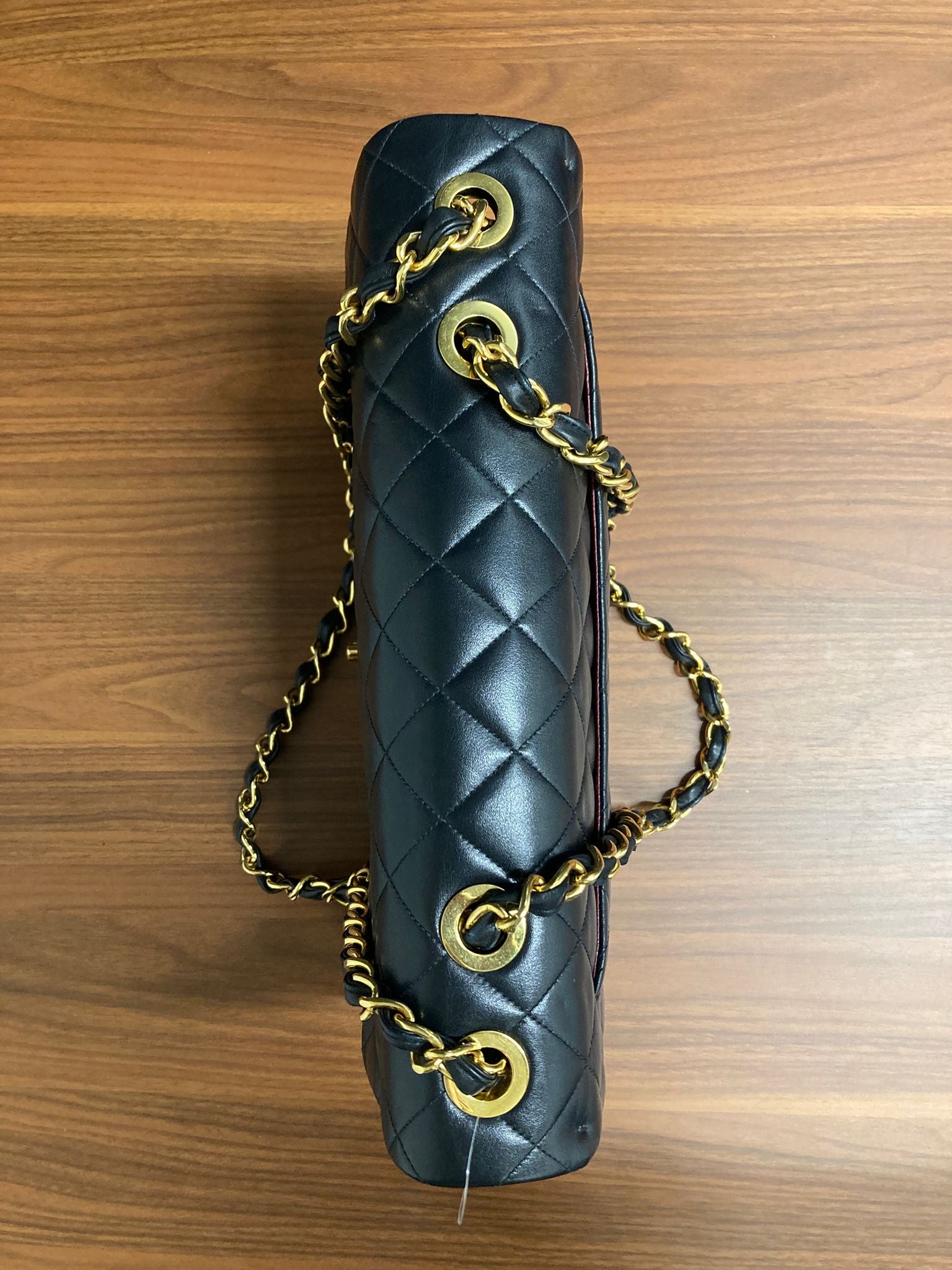 Chanel Jumbo vintage negro en piel de cordero 34 cm