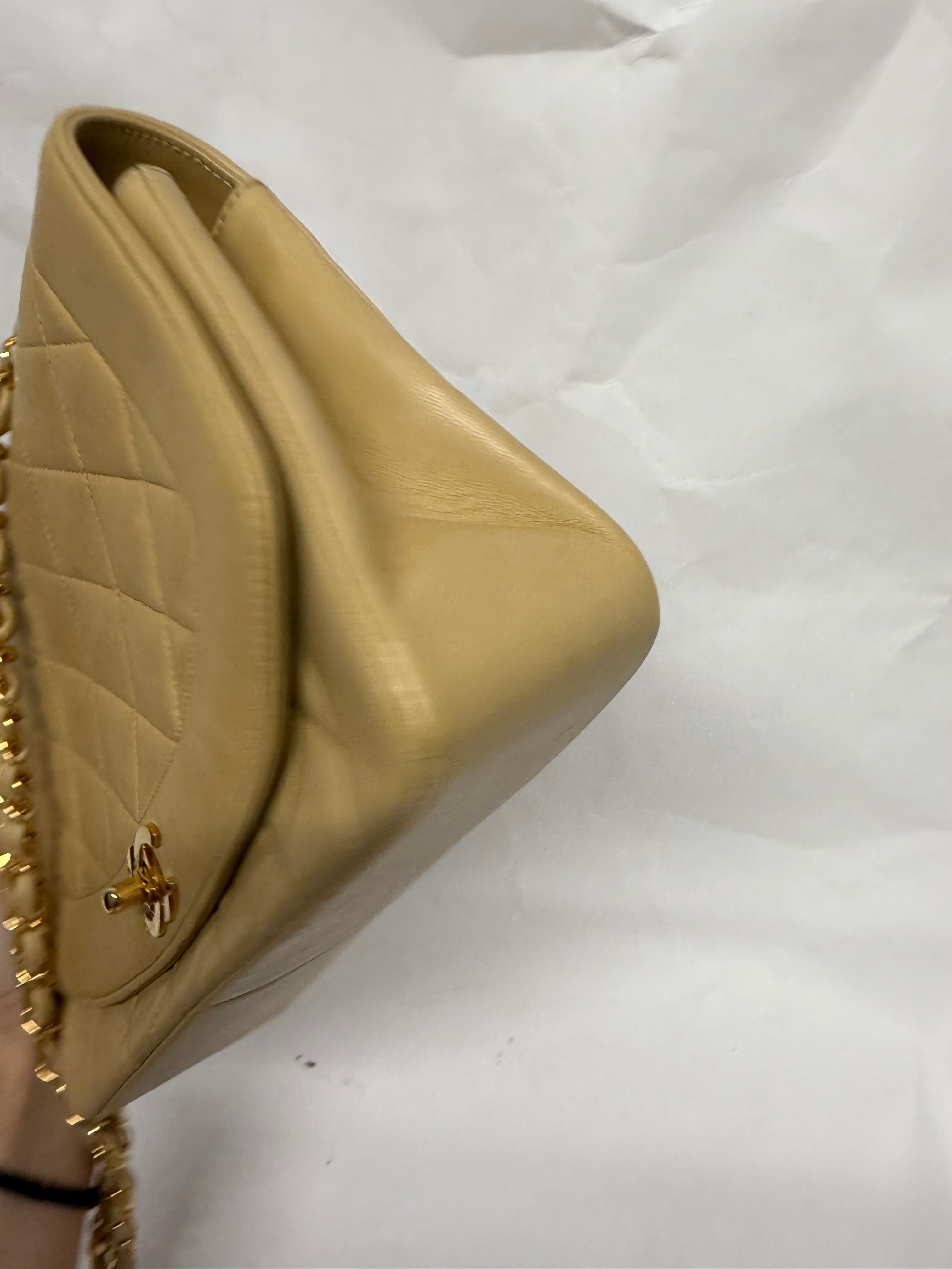 Chanel Diana Matelassé Lambskin Chain Shoulder Bag | Beige