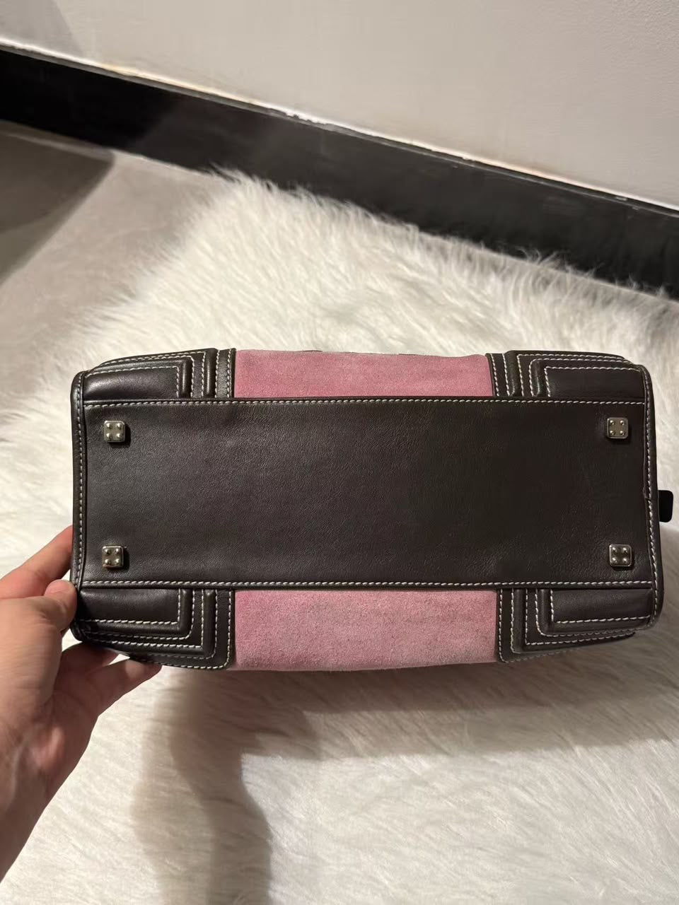 Loewe Amazona 28 Edición Especial Ante Rosa y Piel Marrón