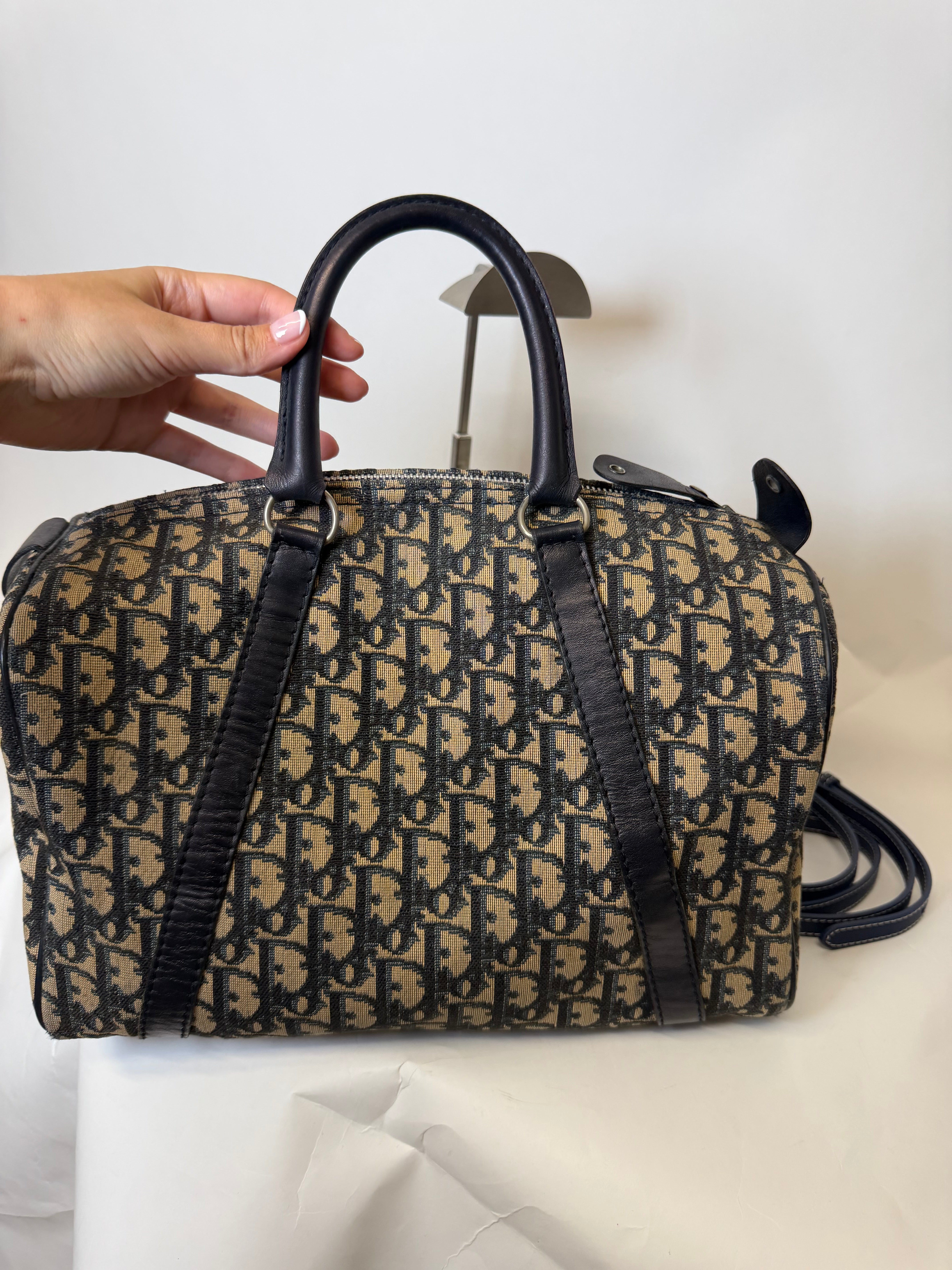 Dior Trotter Boston Lona y Piel Azul Marino