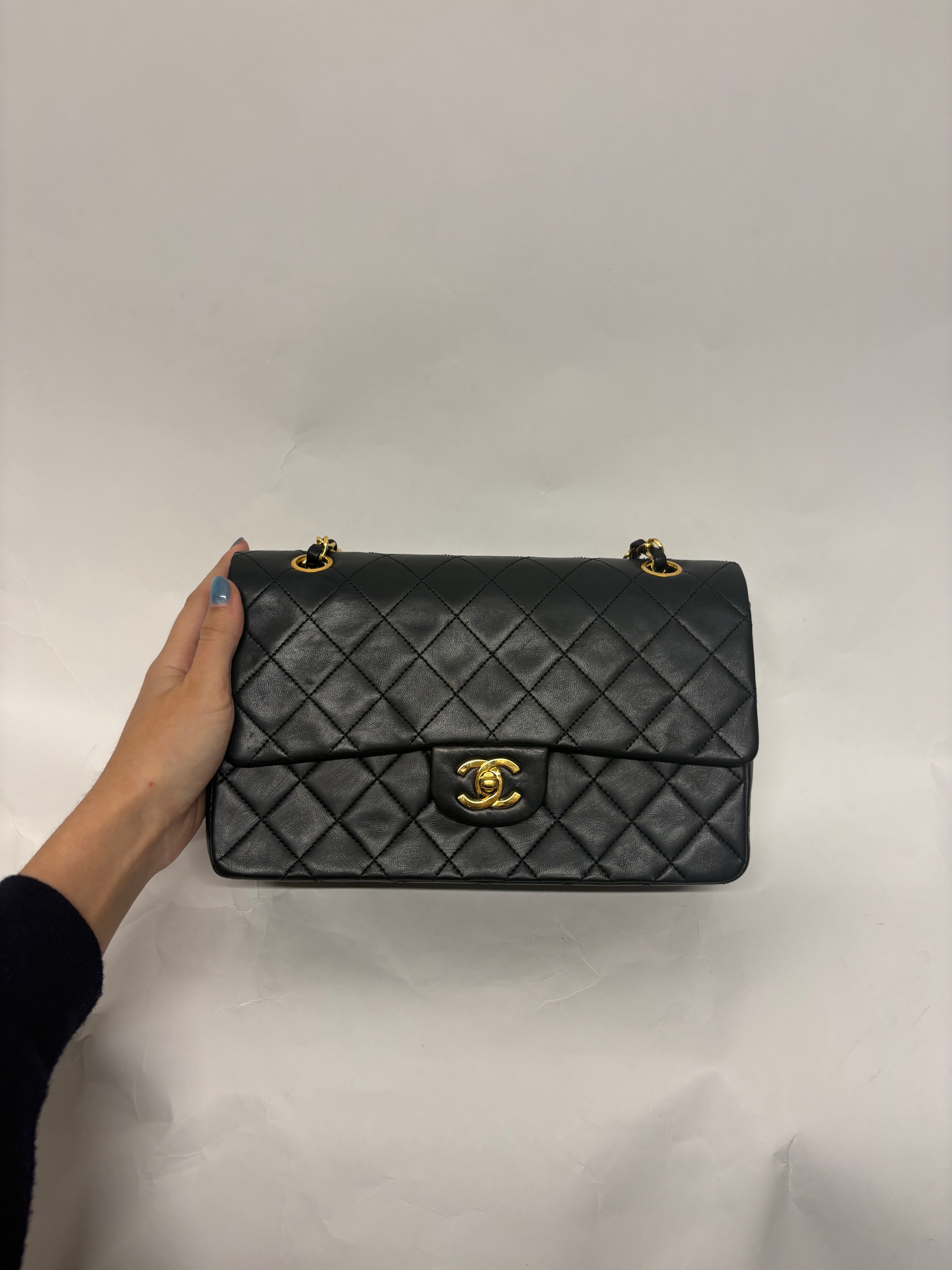 Chanel Timeless Double Flap 25 Lambskin negro serie 0