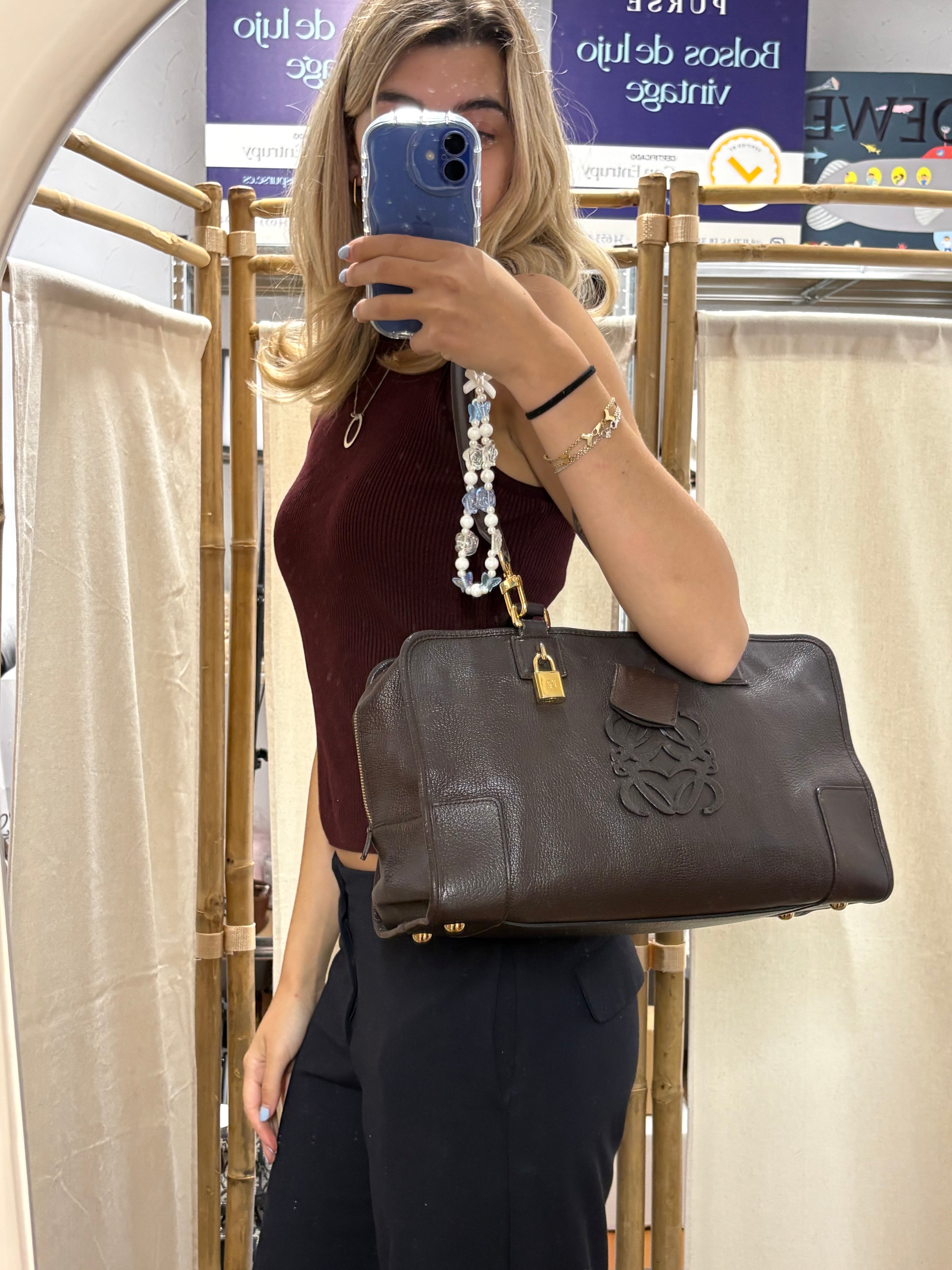 Loewe Amazona 35 Marrón chocolate con bandolera extra
