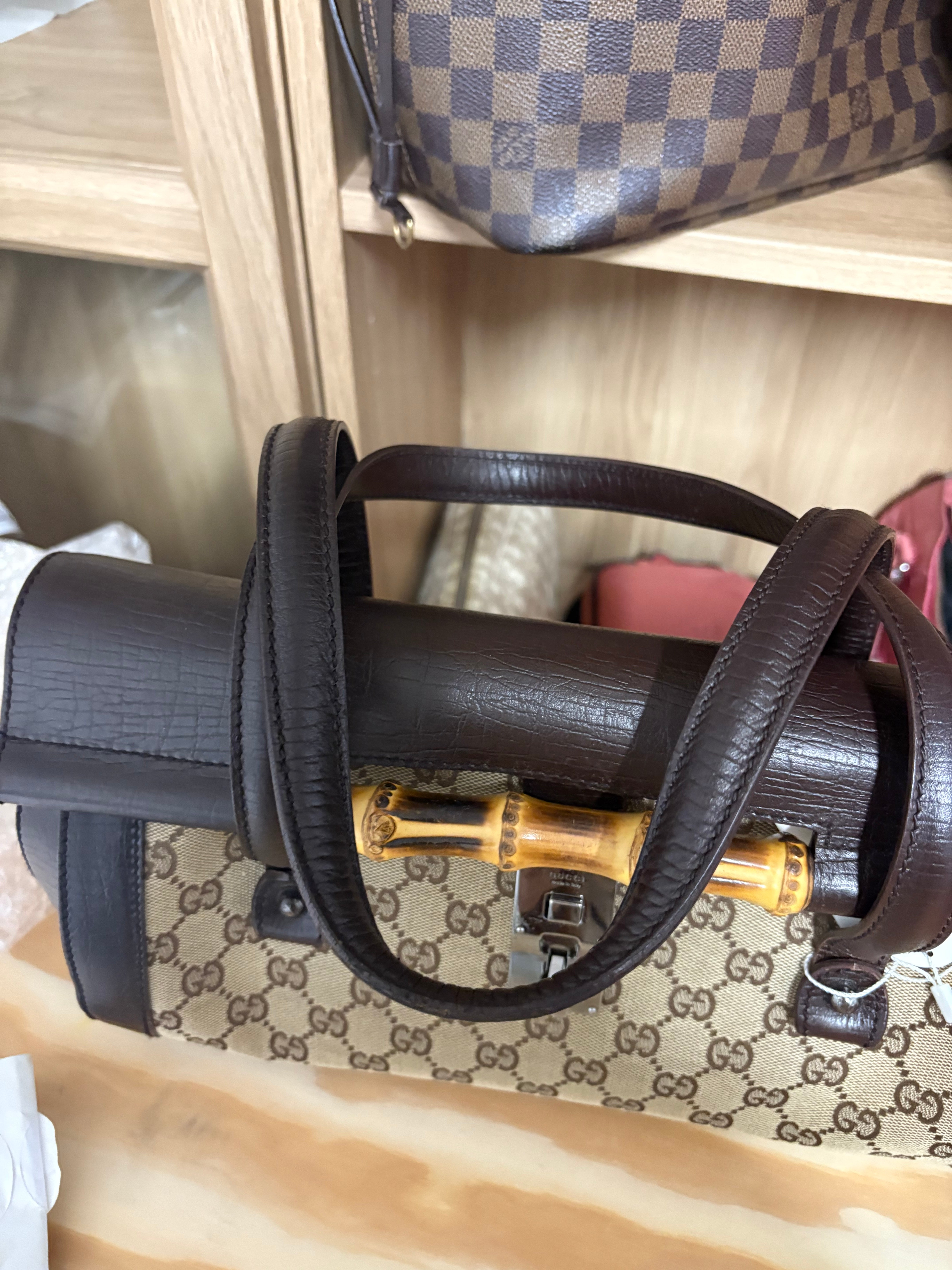Gucci GG Canvas Bamboo Handbag