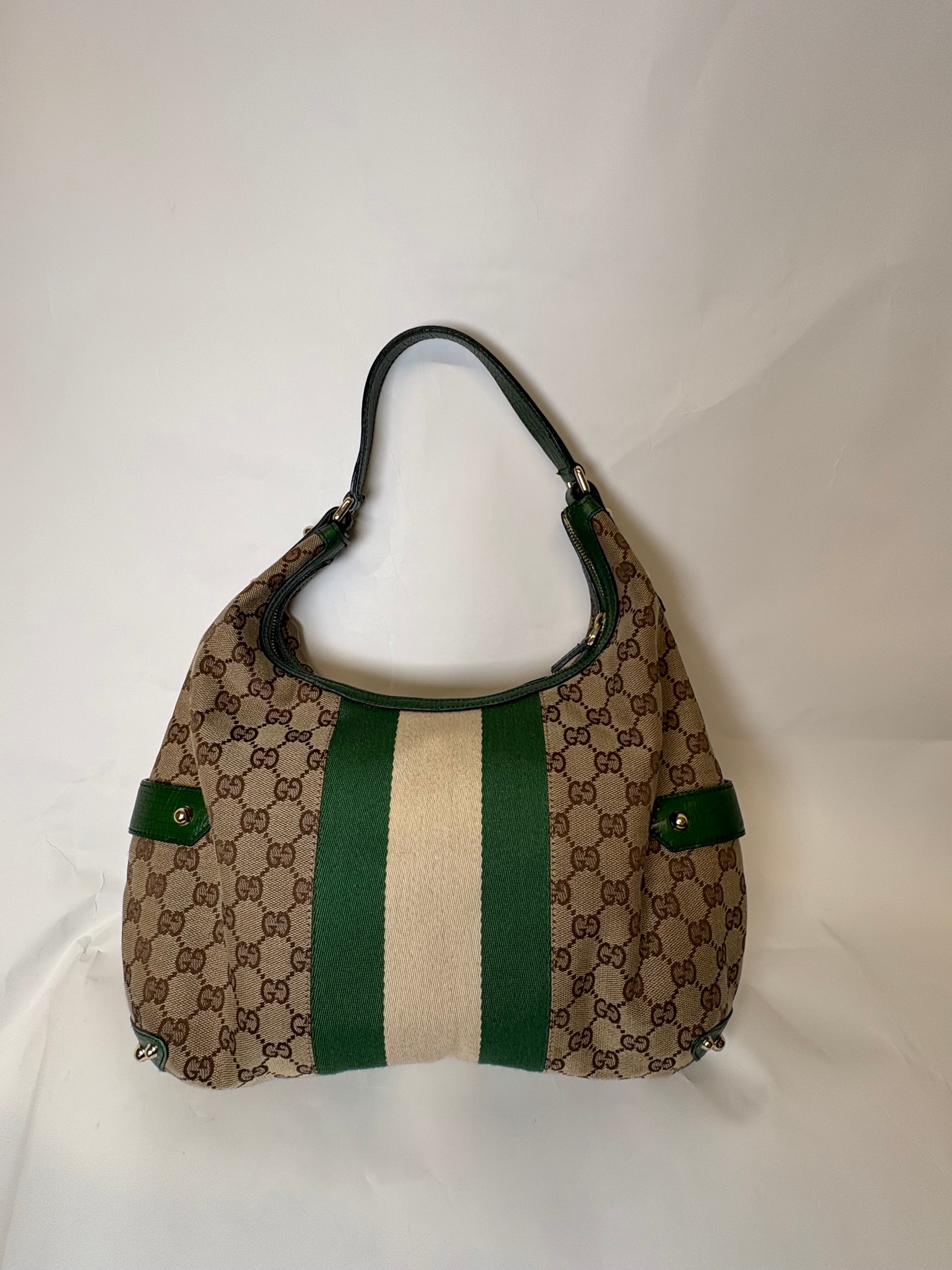 Gucci Horsebit Hobo chain large GG Canvas Verde Web