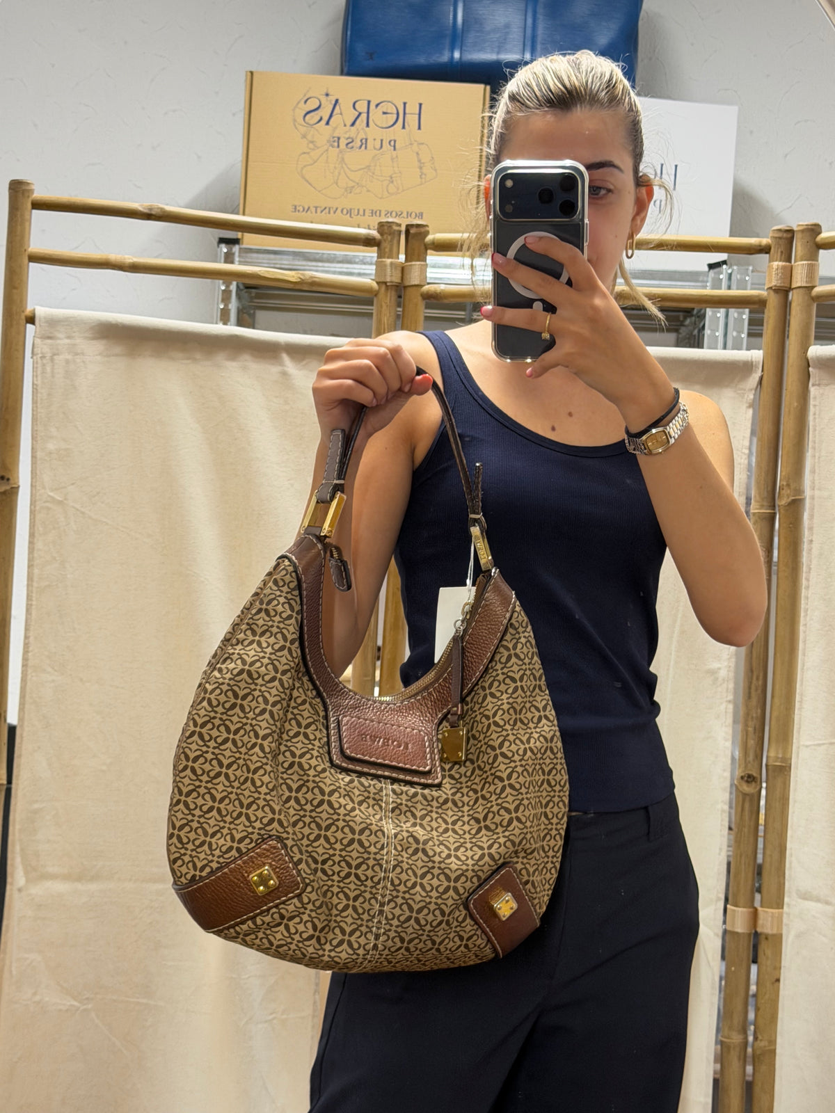 Loewe Anagram safari New Road Hobo Lona Beige