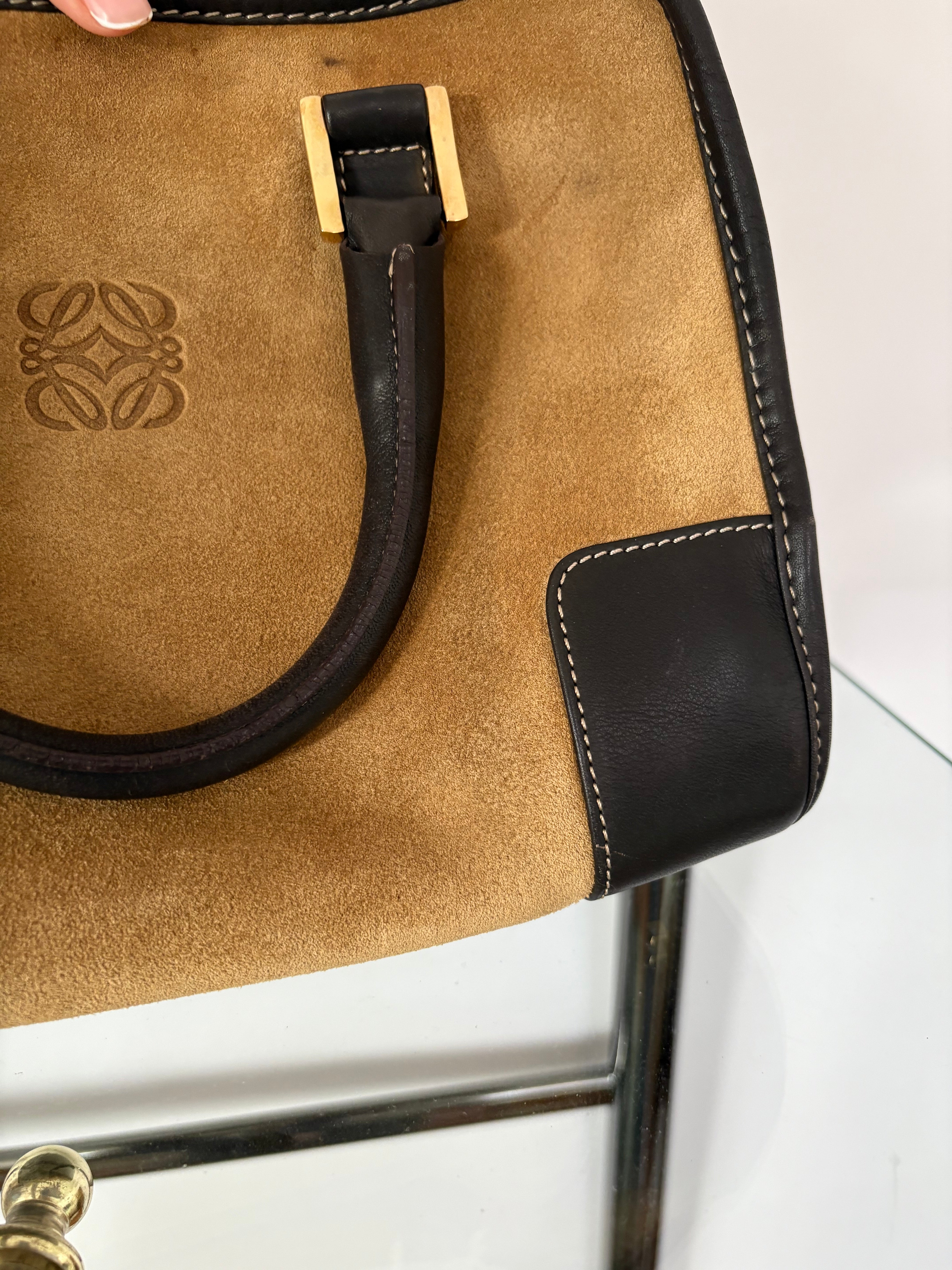 Loewe amazona 28 camel y marrón oscuro vintage