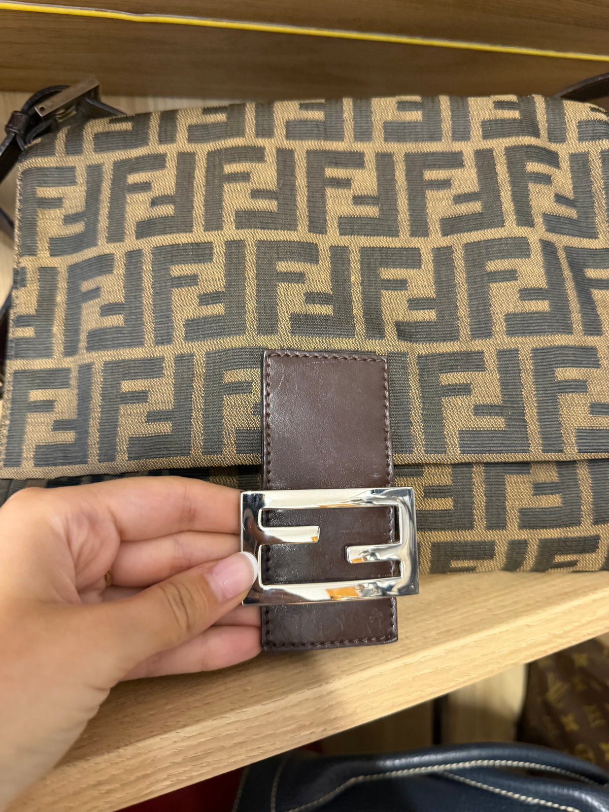 Fendi Mamma Baguette Lona Zucca Marrón vintage