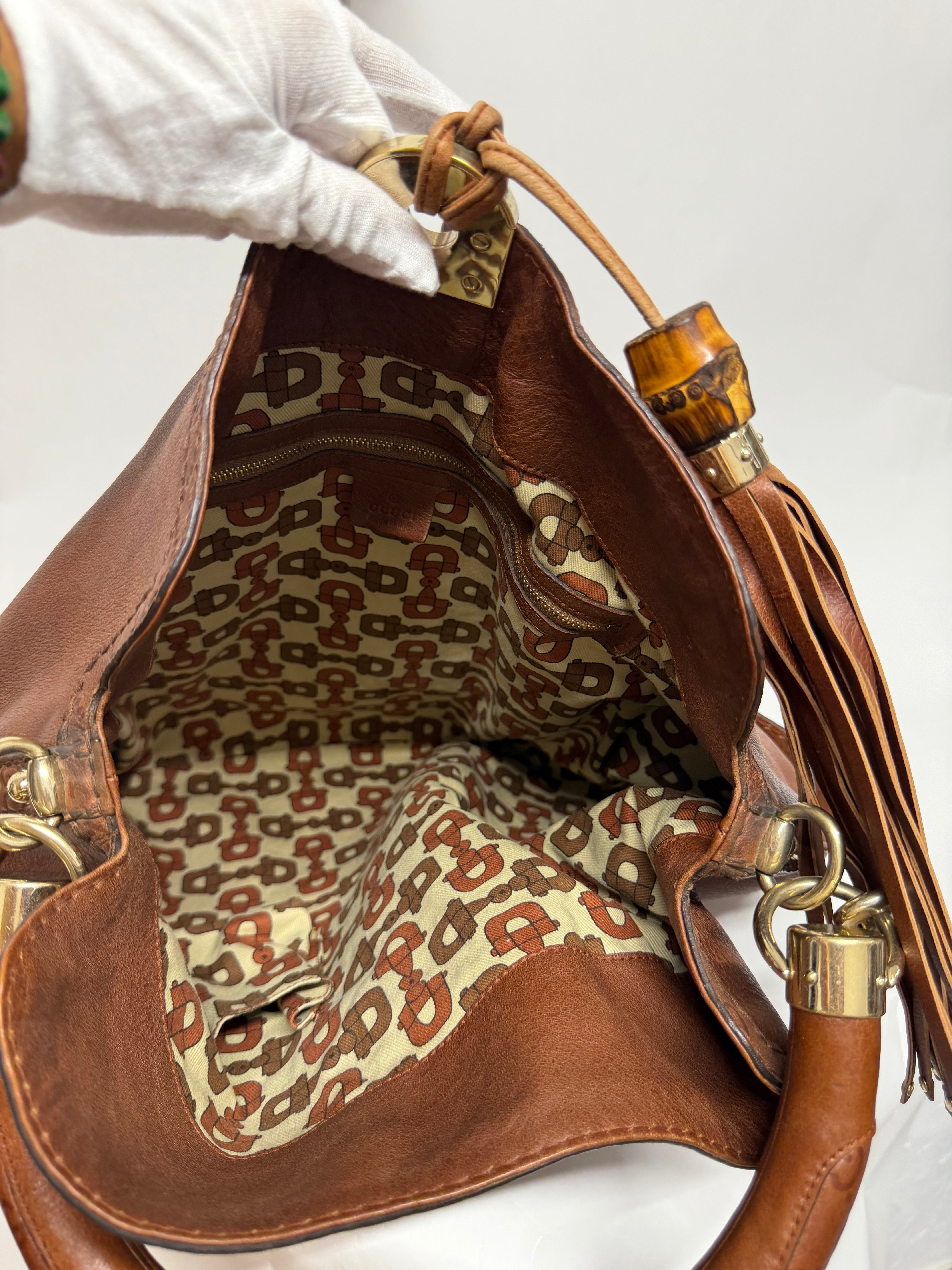 Gucci Indy Satchel Guccissima con Bambú XL