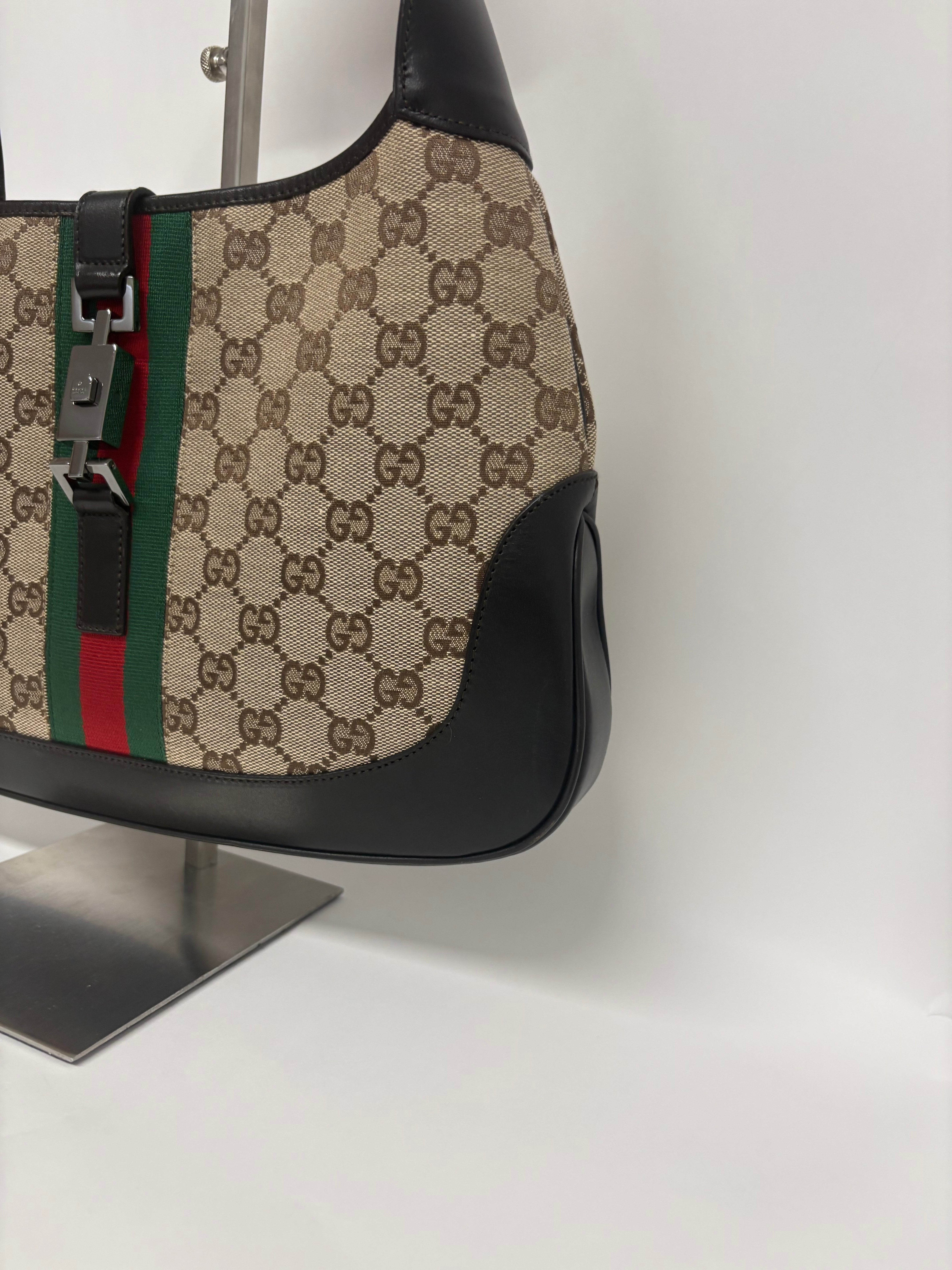 Gucci Jackie GG Canvas clasico mediano Marron Verde/Rojo