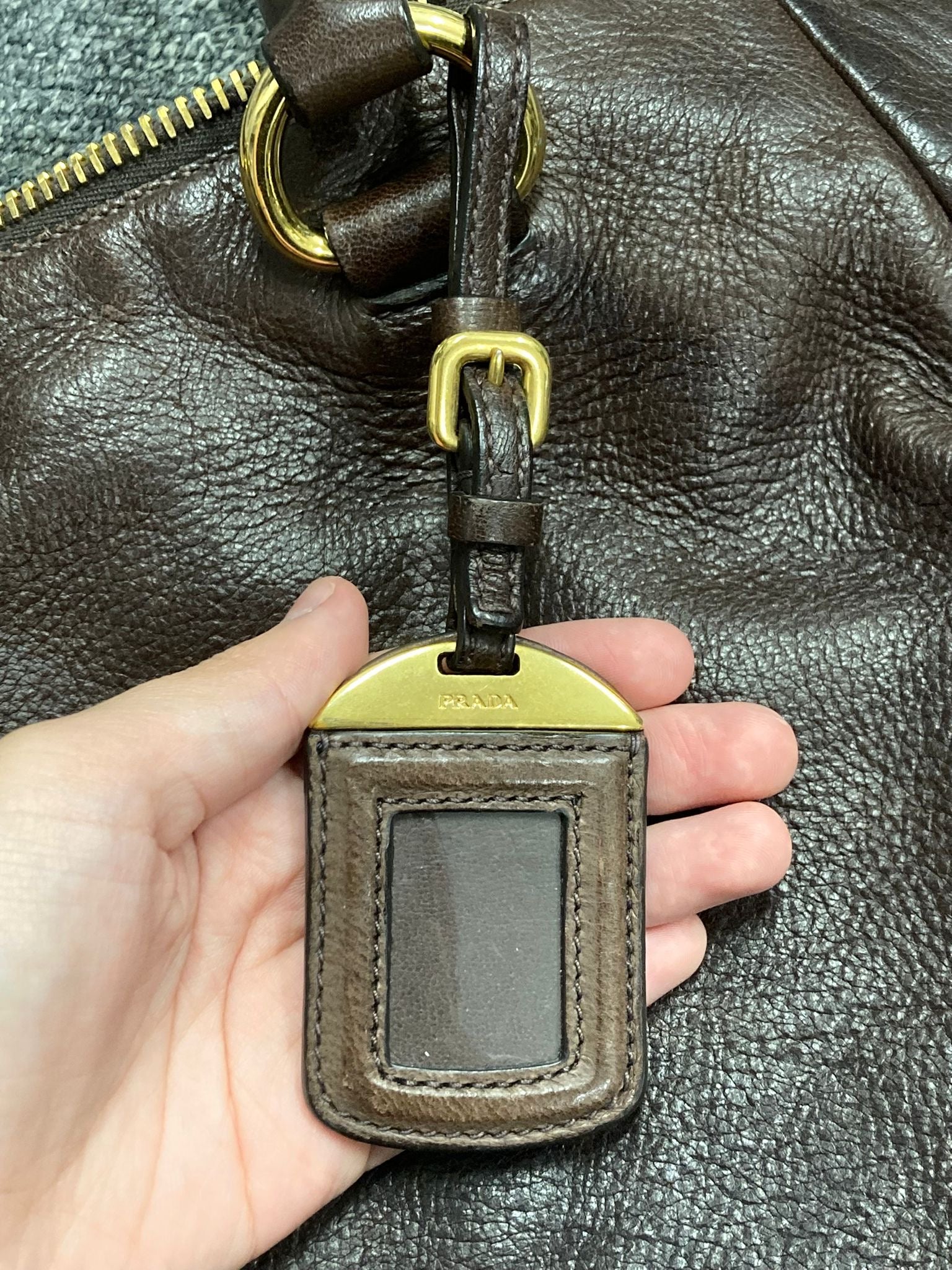 Prada 2Way Tote Bag en piel marrón chocolate