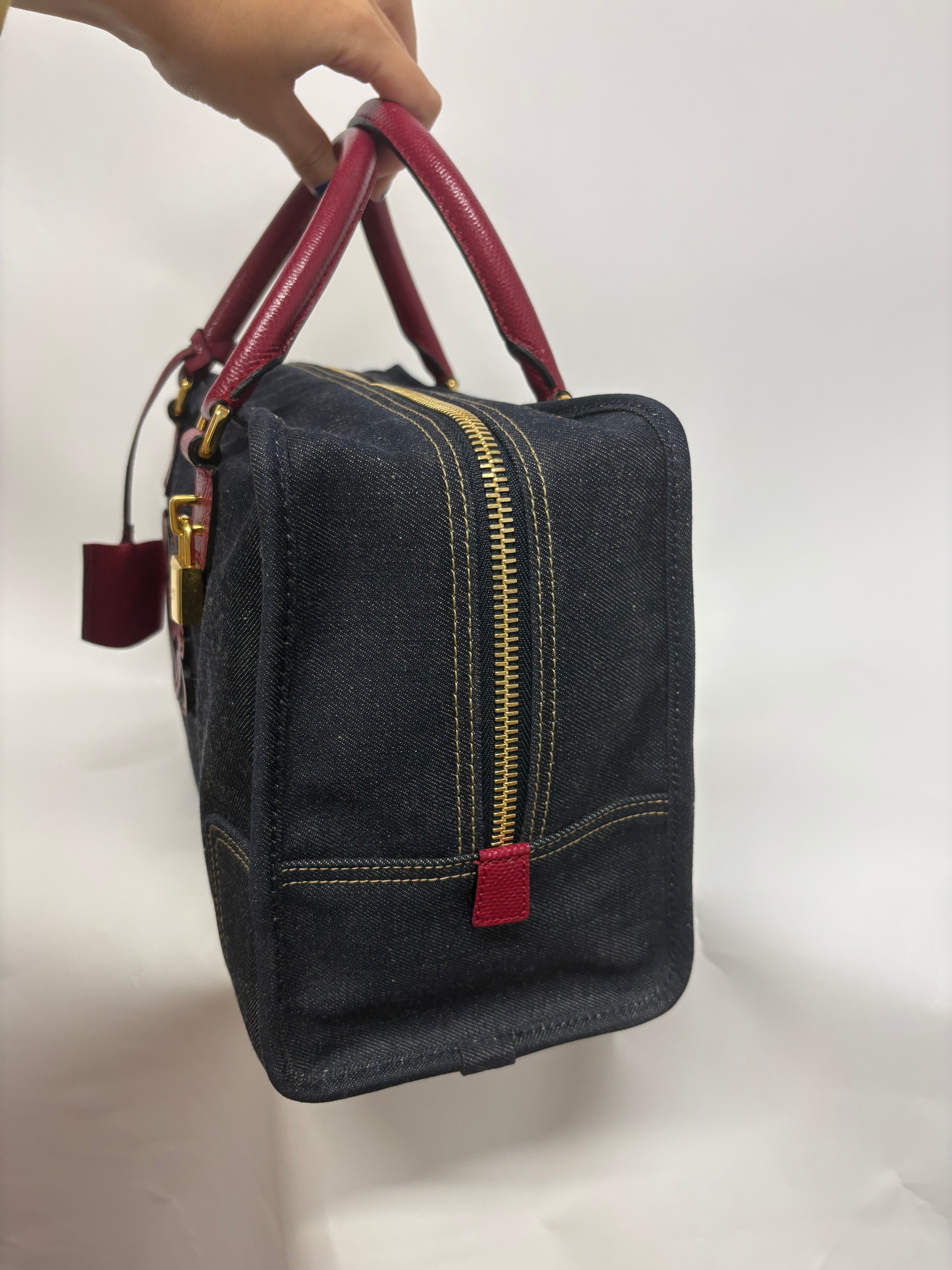 Loewe amazona 35 denim azul y rosa