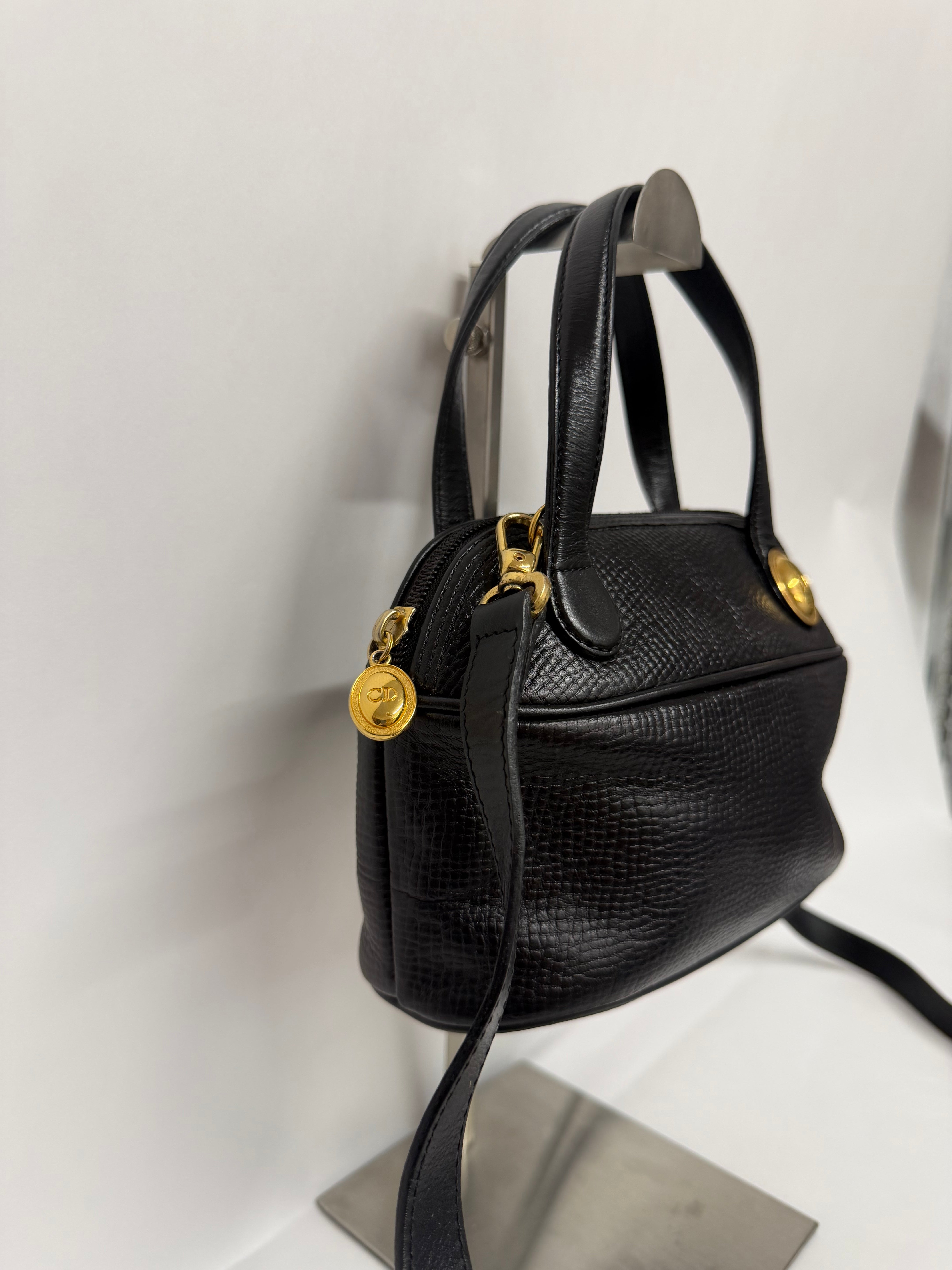 Christian Dior Mini Bowling Bag Vintage Negro GHW
