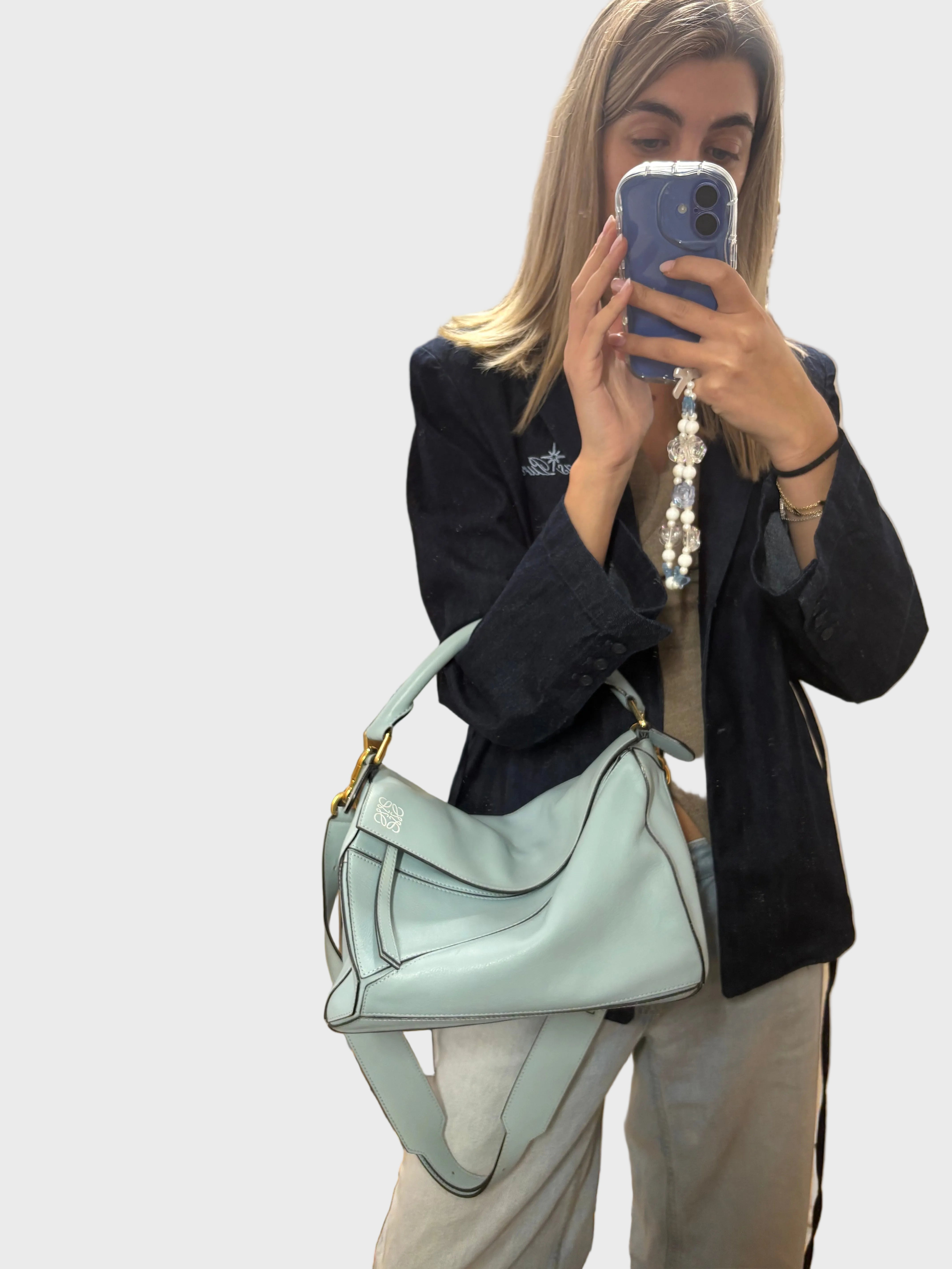 Loewe puzzle bag mediano sky baby blue