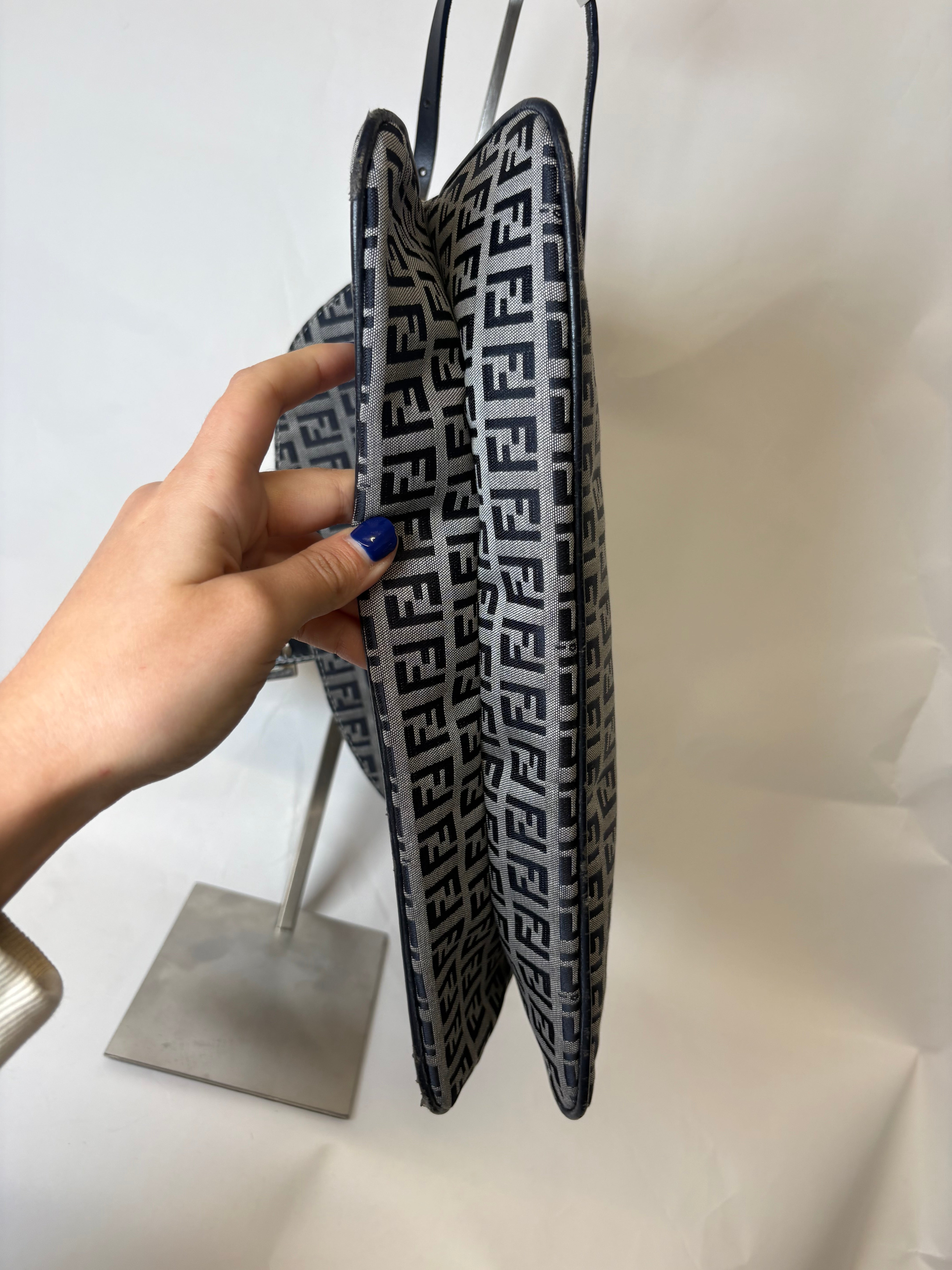 Fendi baguette zucca azul marino