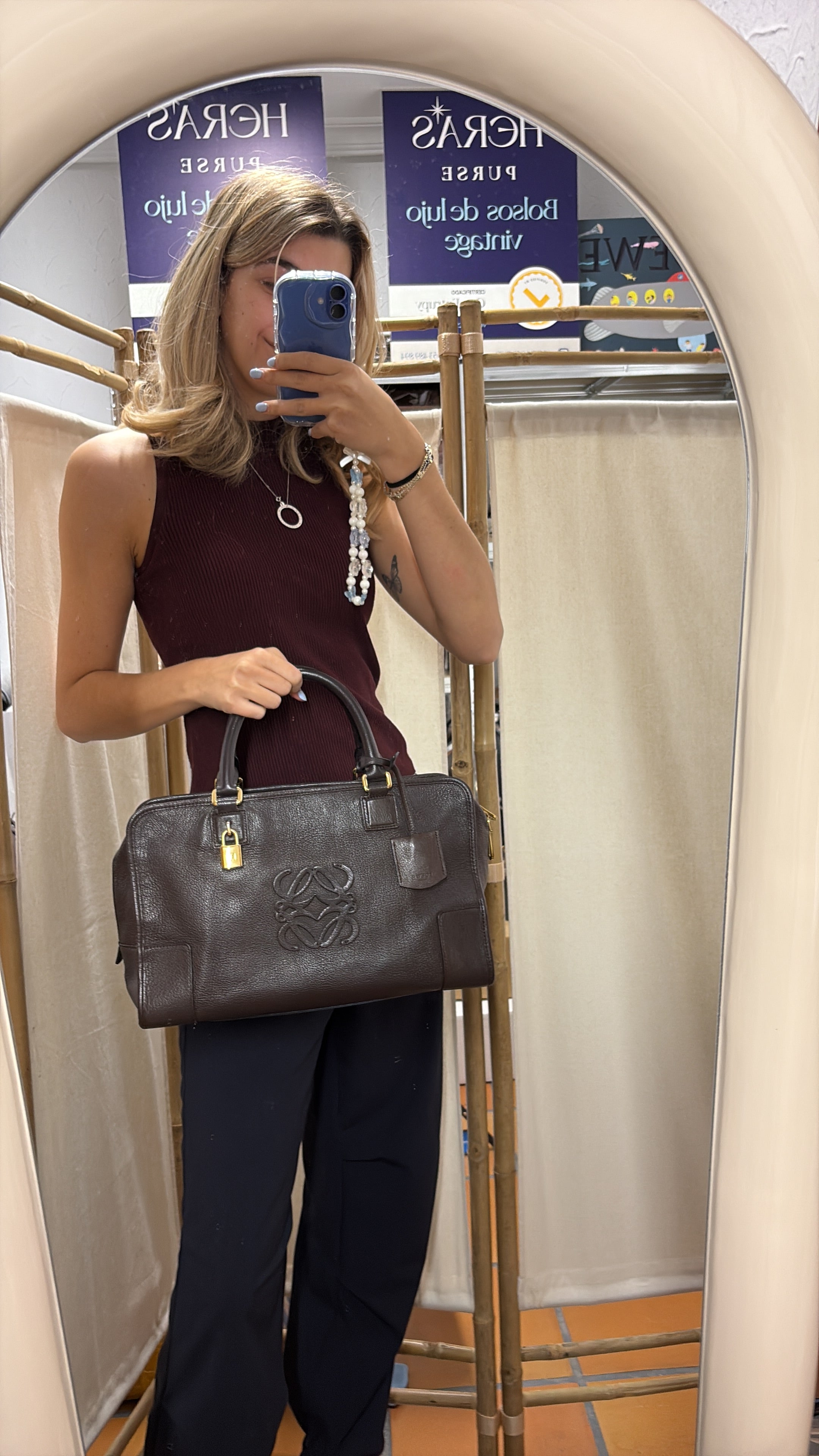 Loewe Amazona 35 Marrón chocolate con bandolera extra