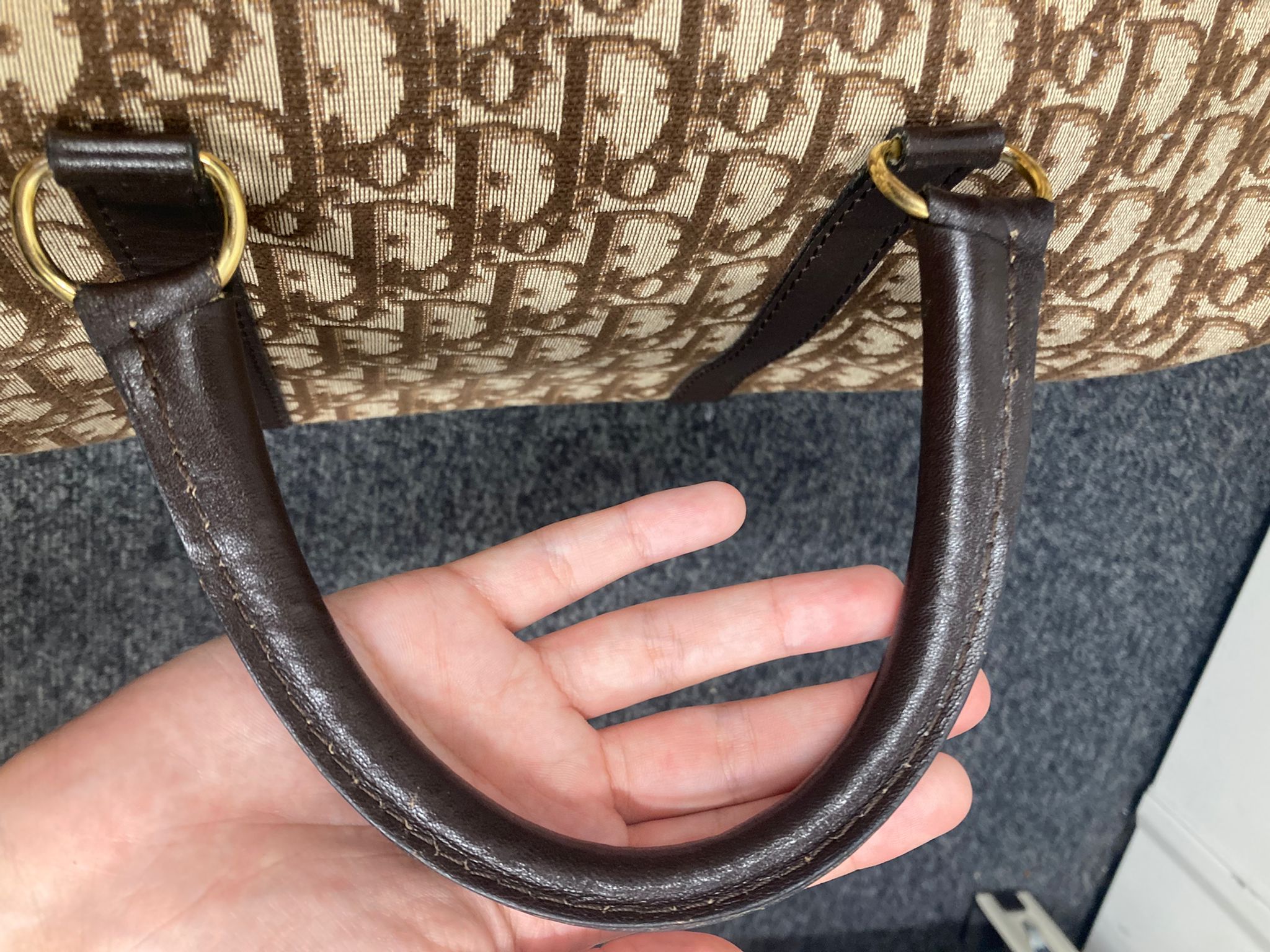 Bolso Dior Trotter Boston monograma Oblique beige/marrón – Talla 40
