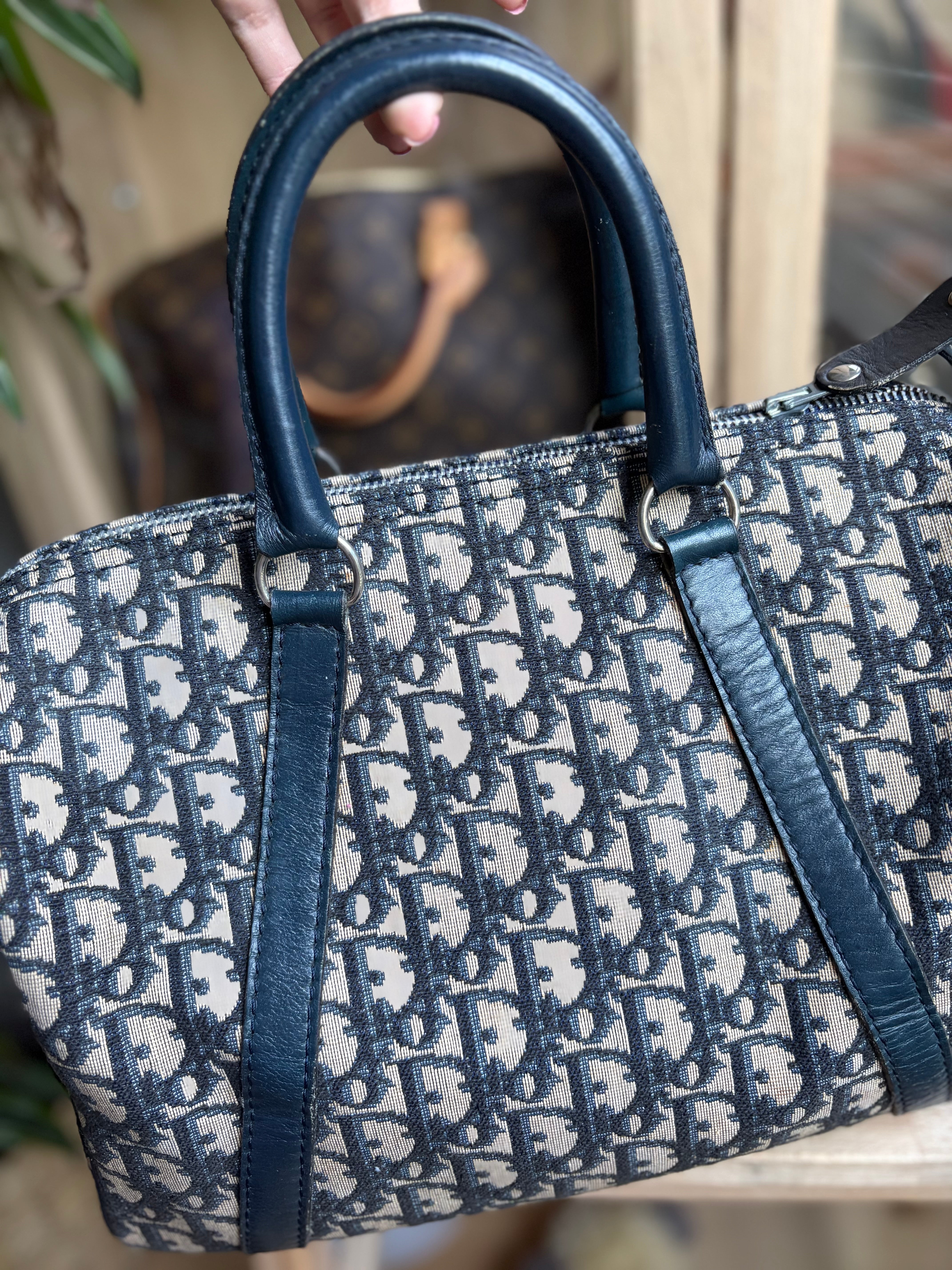 Bolso Dior Trotter Boston monograma Oblique azul marino – Talla 30