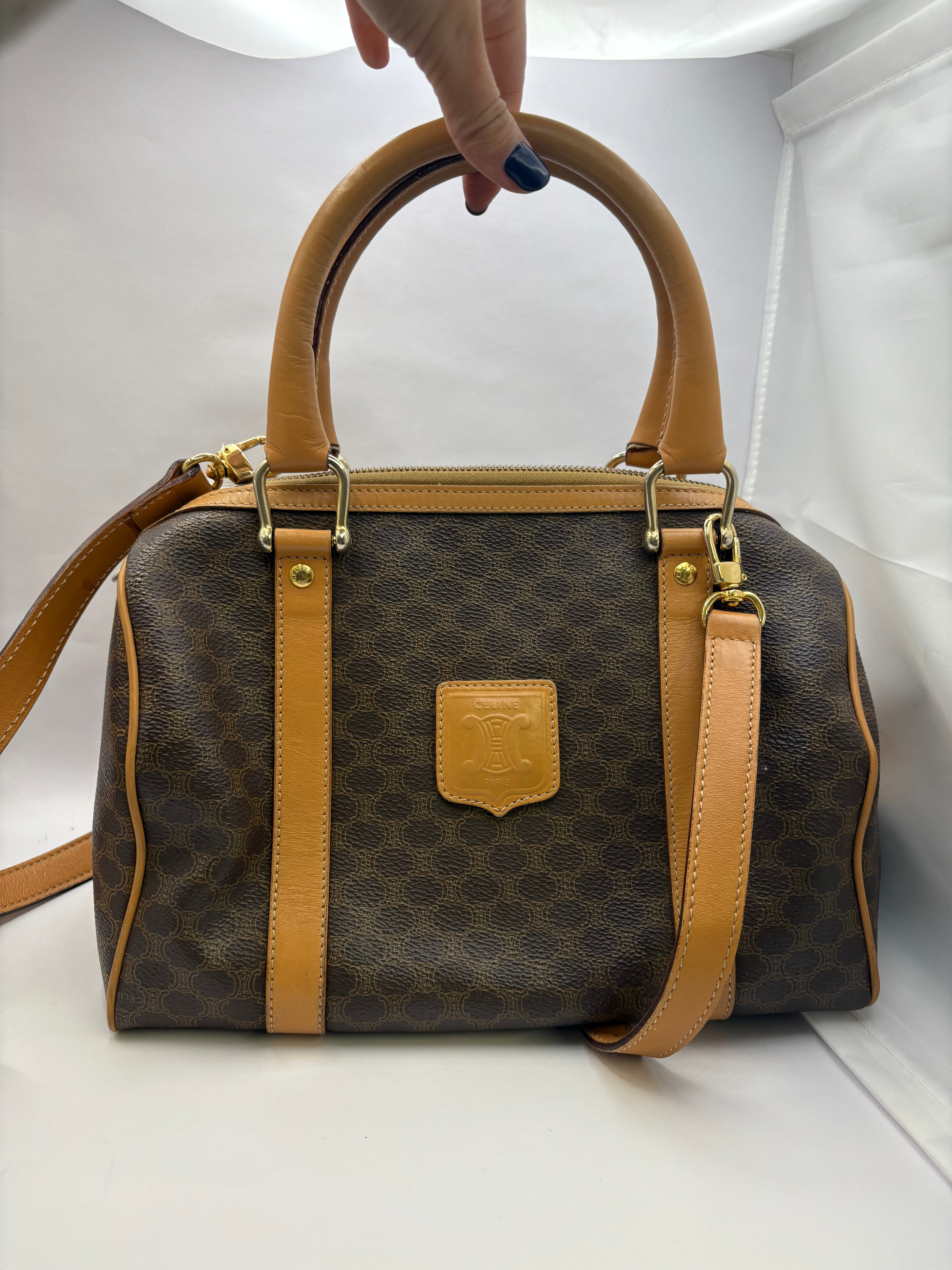 CELINE Macadam Mini Boston Vintage bandolera – Triomphe Logo