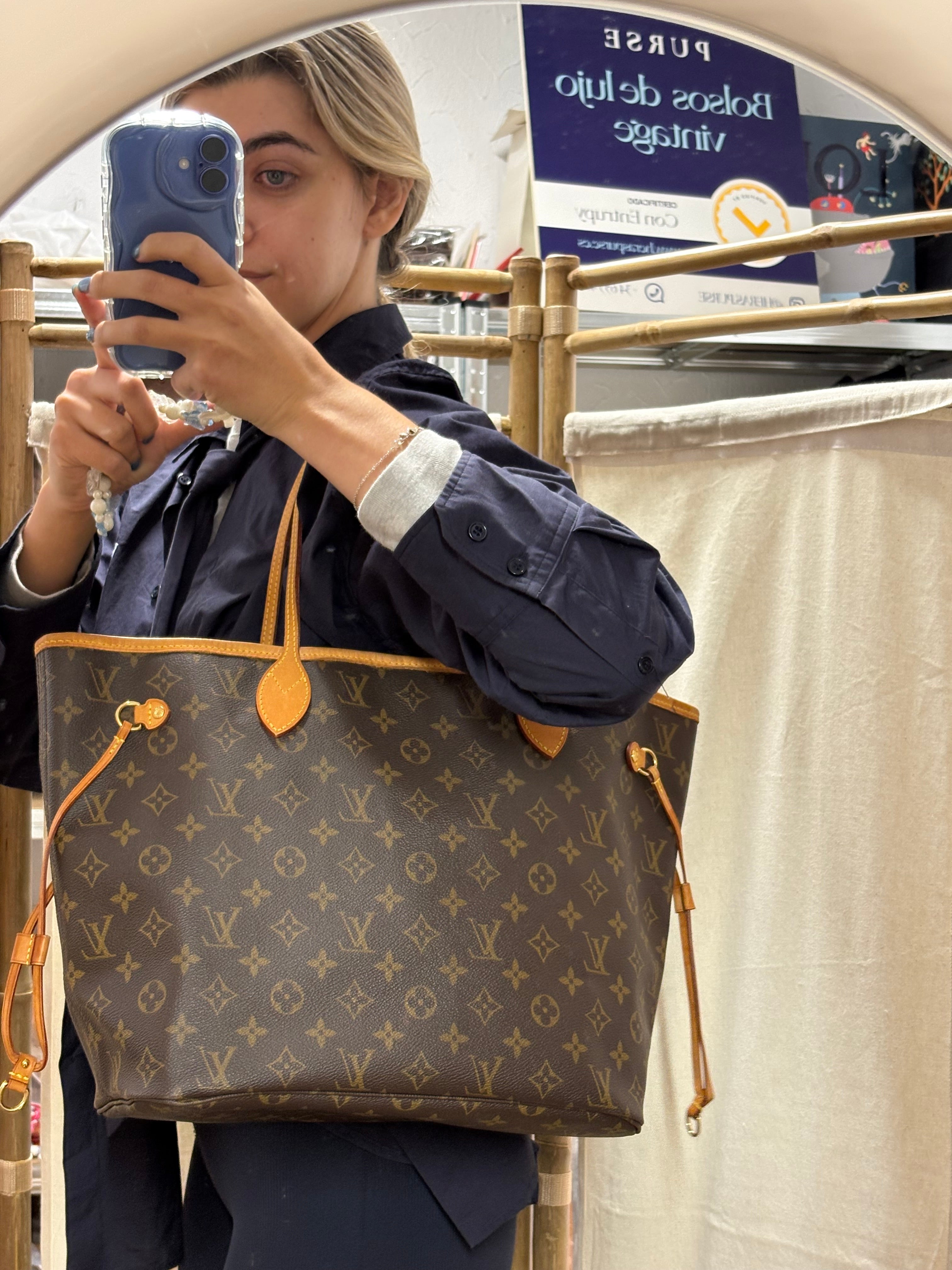 Louis Vuitton Neverfull MM Monogram y Beige