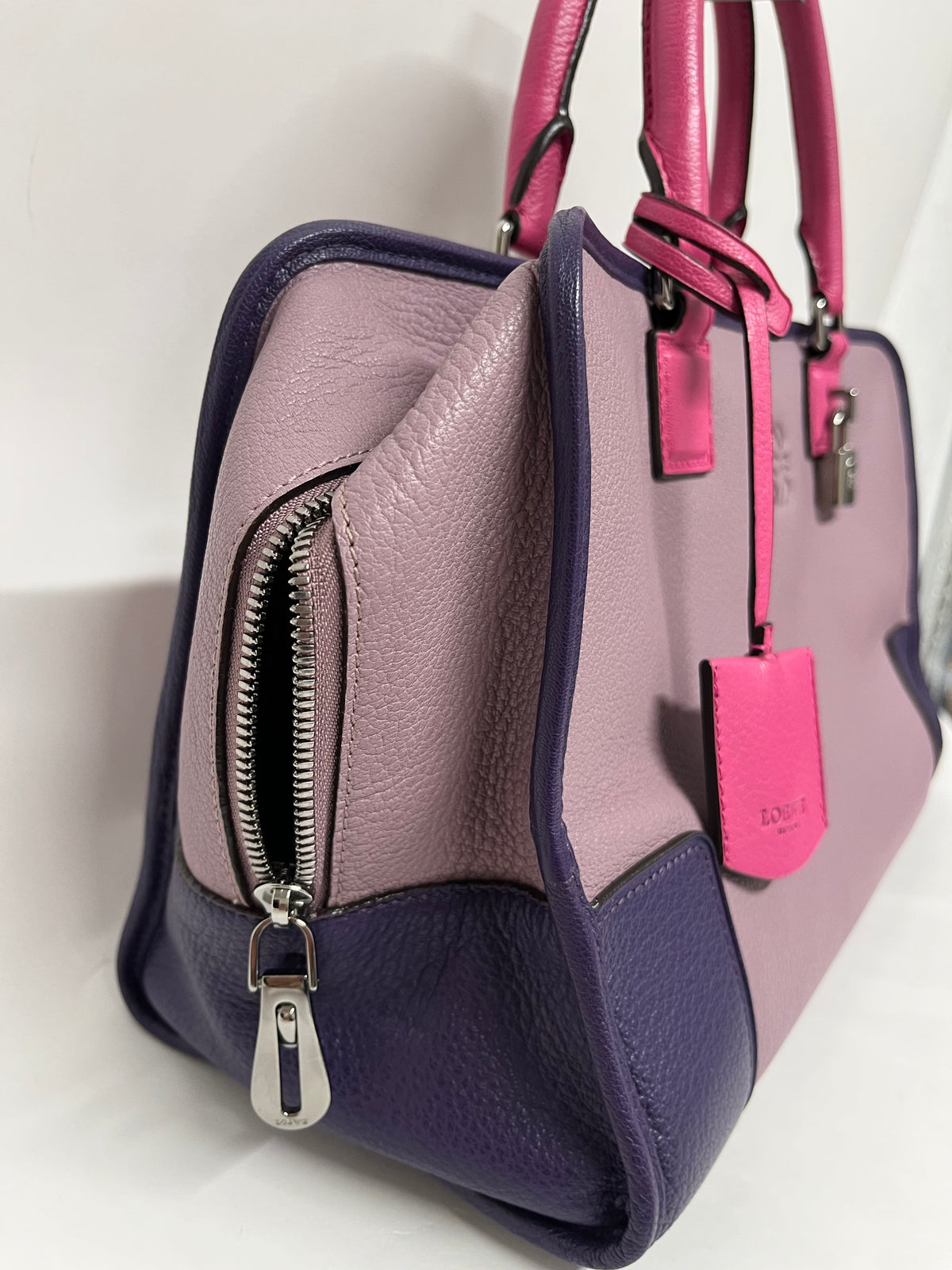 Loewe Amazona 36 Tricolor Malva, Fucsia y Morado · Piel de Cabra