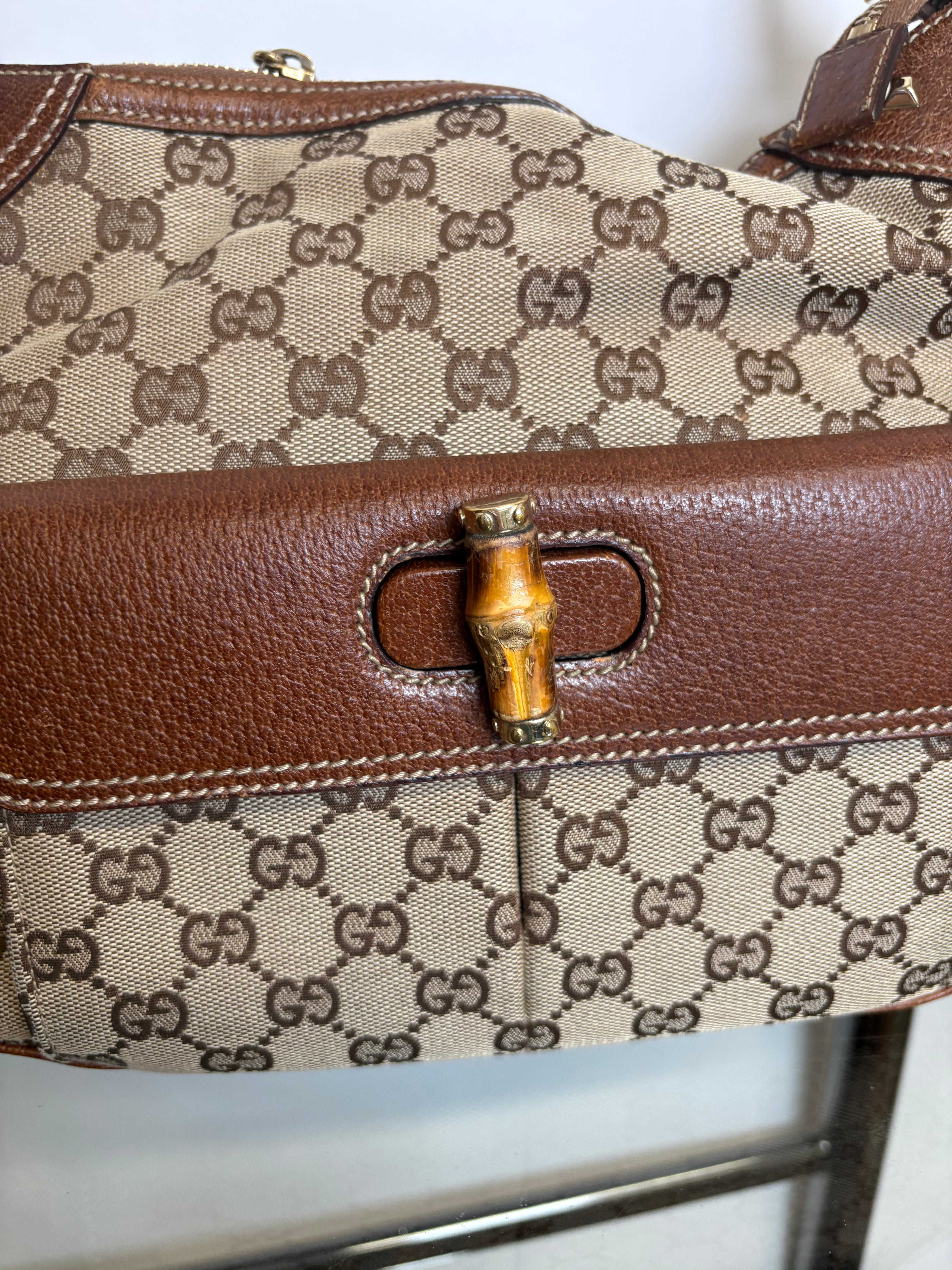 Gucci bamboo gg canvas marrón con bandolera (extra)