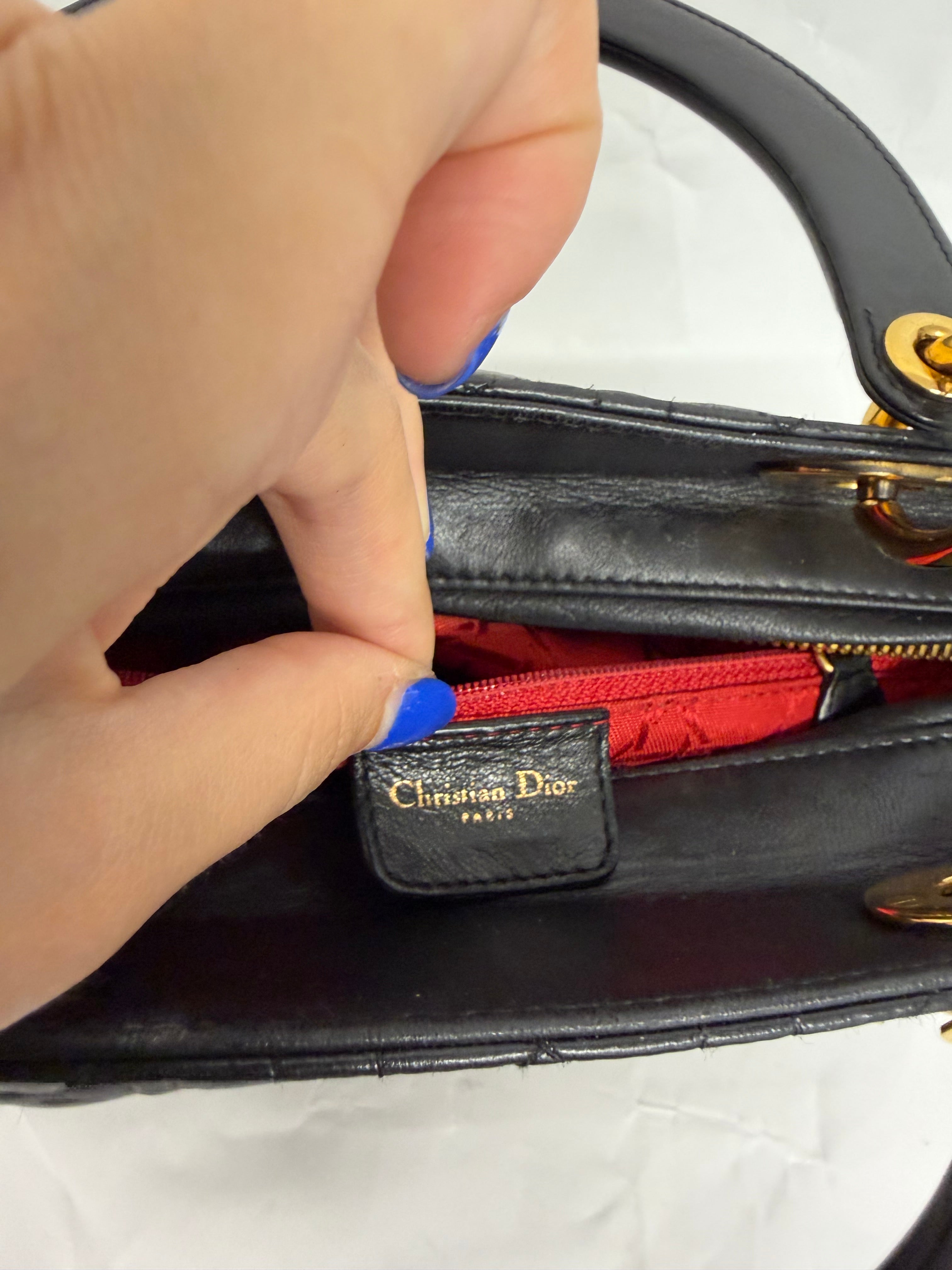 Christian Dior Lady Dior Medium | Lambskin Negro Gold