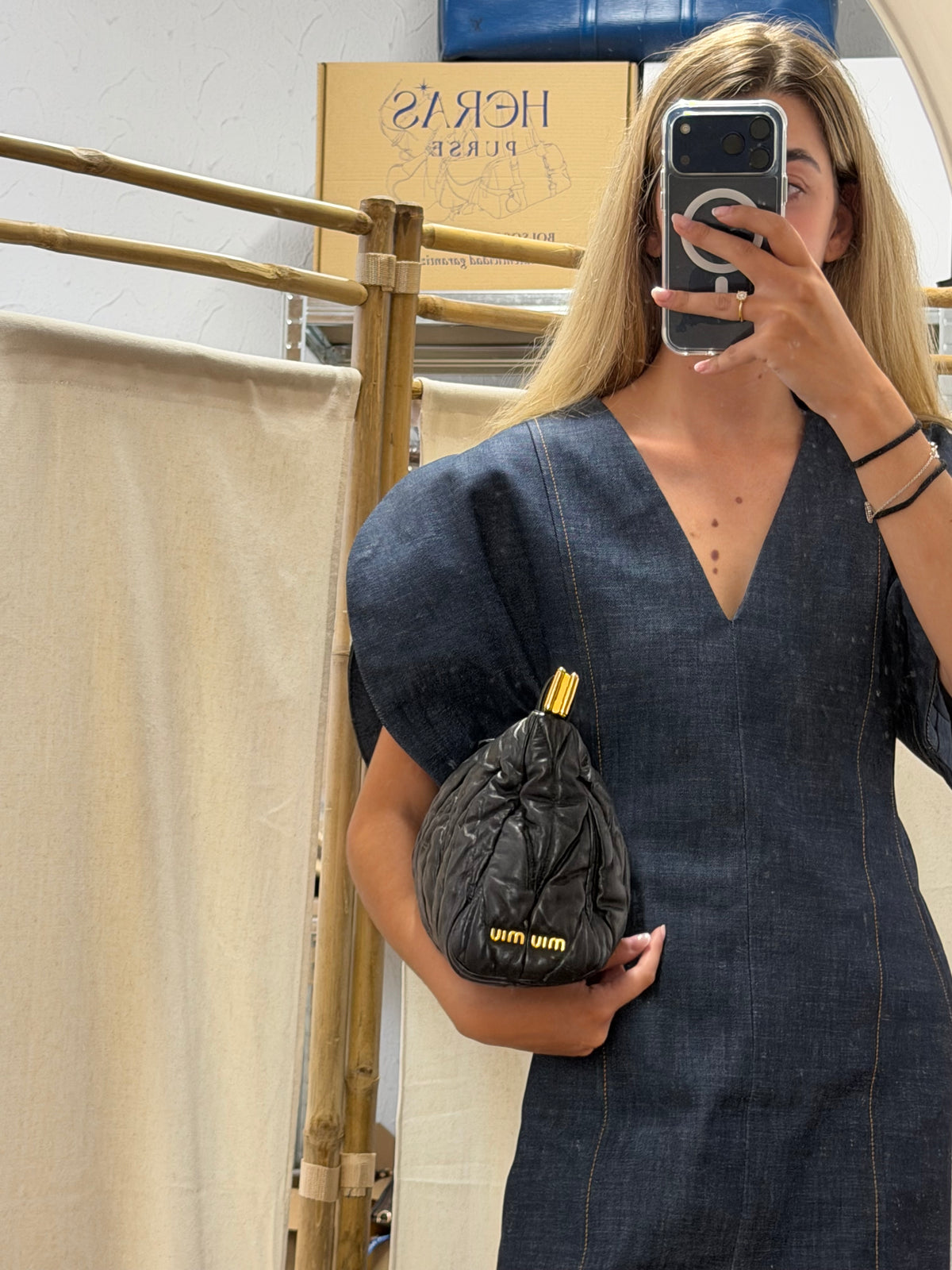 Miu Miu Frame Clutch Matelassé Nappa