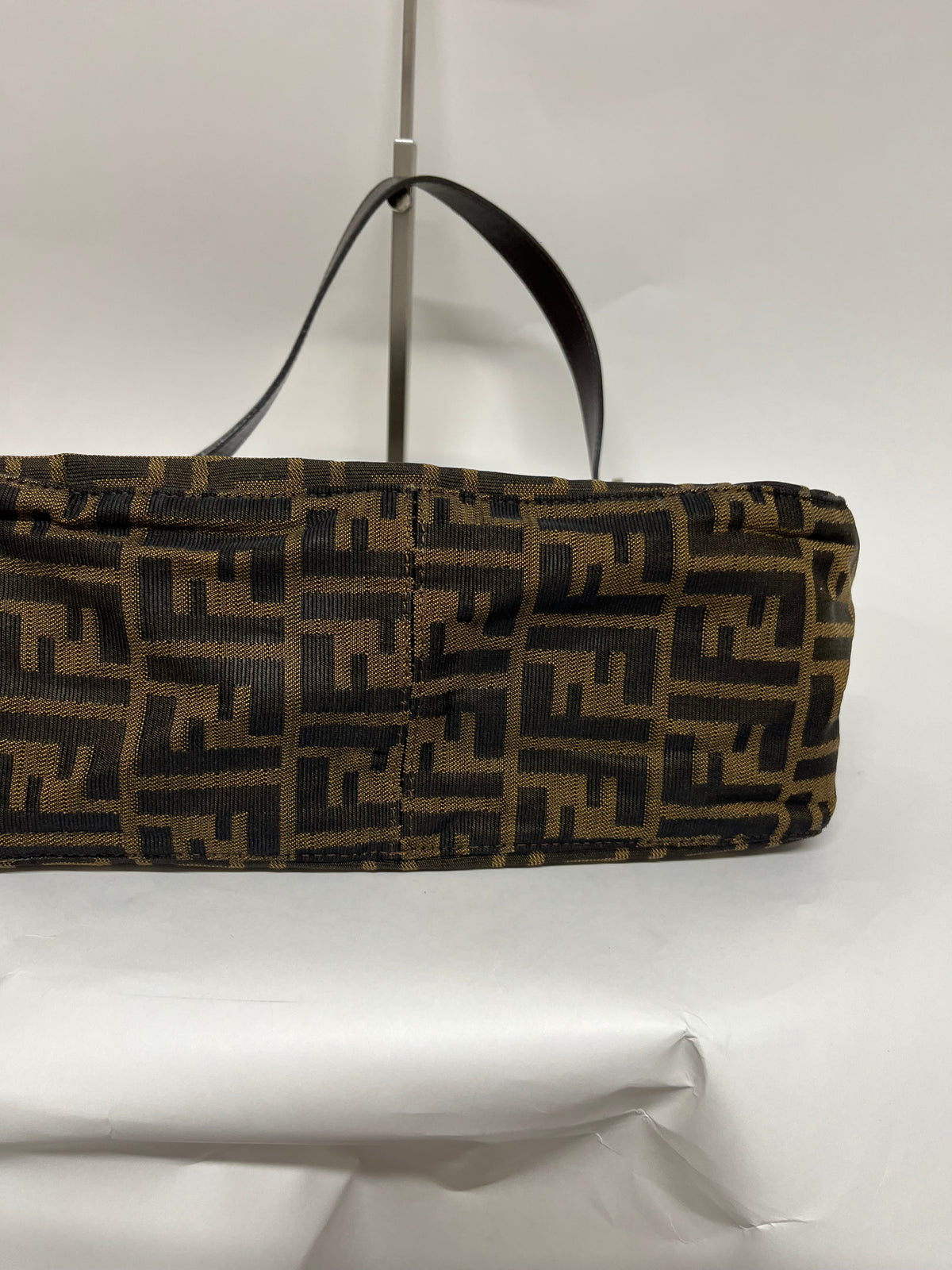 Fendi Mamma Baguette Lona Zucca y Piel Marrón