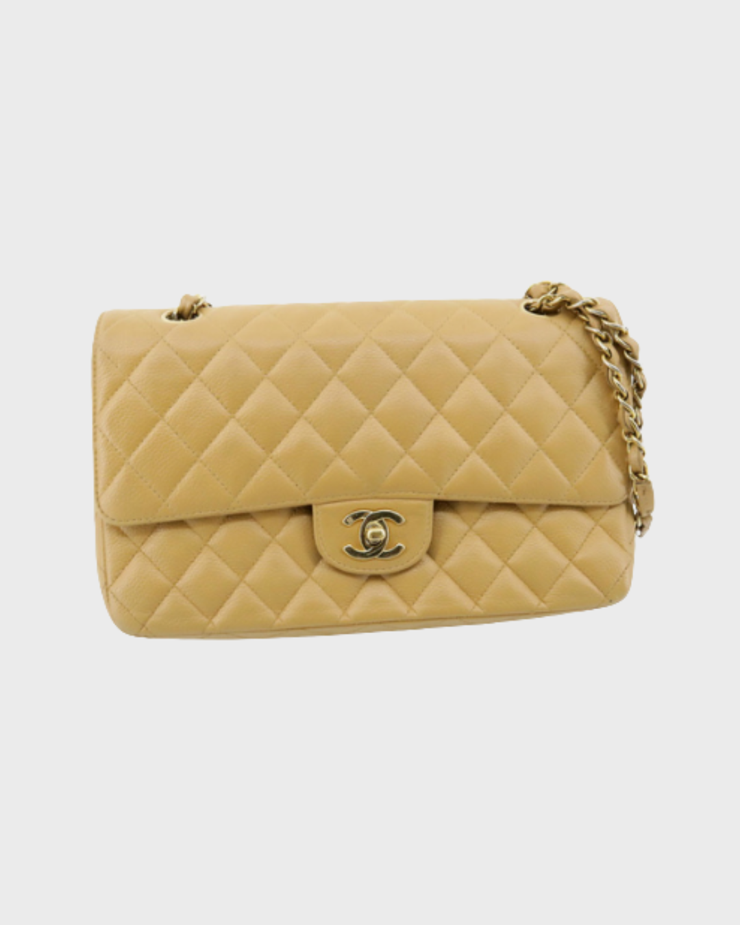 Chanel Timeless 25 Beige Caviar Skin Double Chain